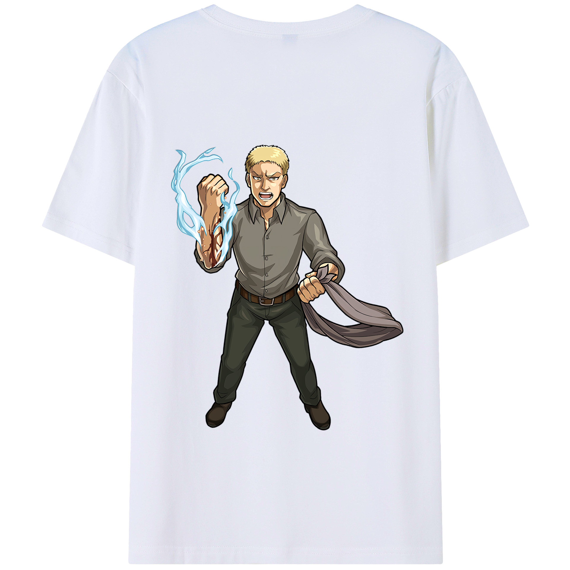 （画像用） 進撃の巨人 ライナー・ブラウン Attack on Titan Reiner Braun 綿100％半袖Tシャツ（背面プリント）