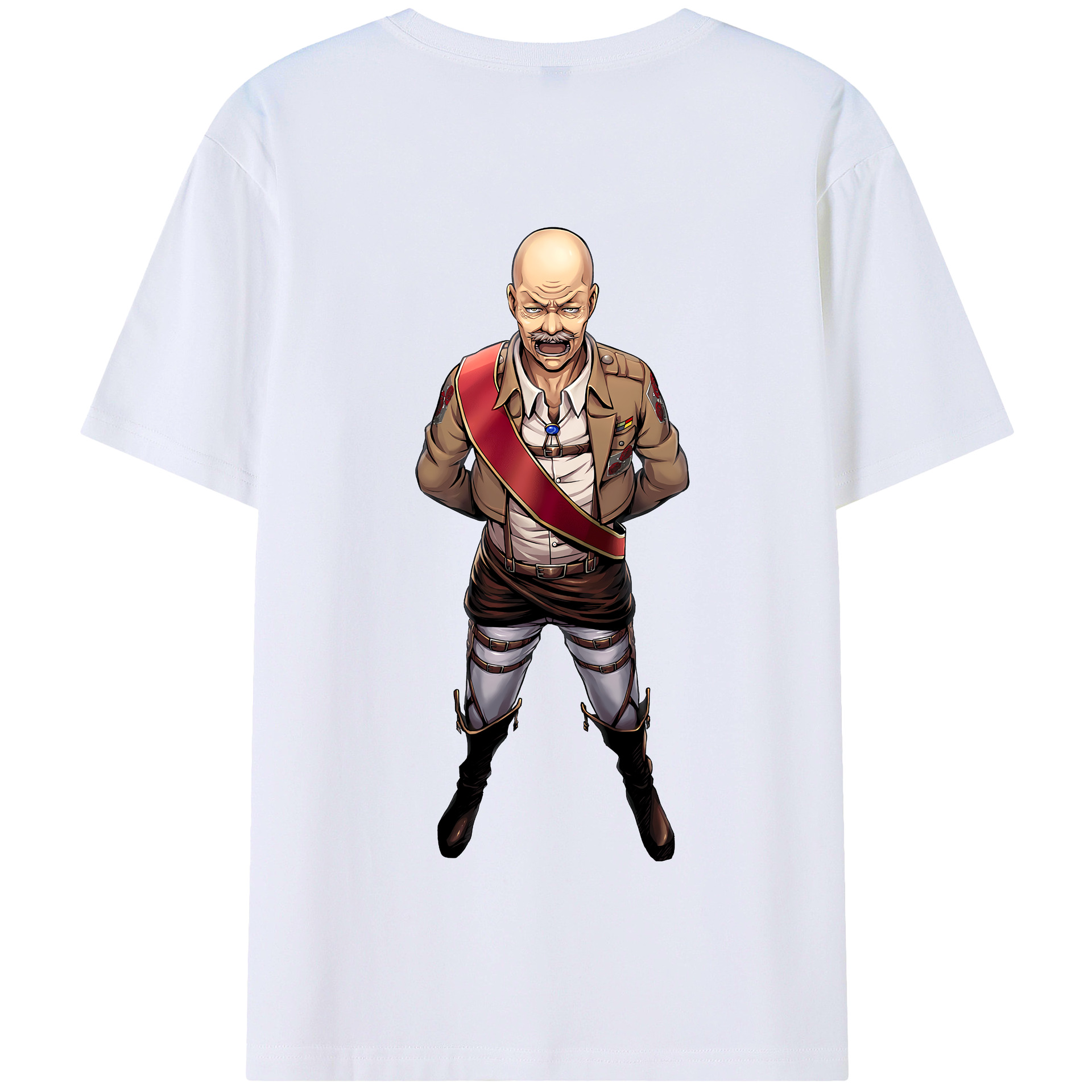 （画像用） 進撃の巨人 ドット·ピクシス Attack on Titan Dot Pixis 綿100％半袖Tシャツ（背面プリント）