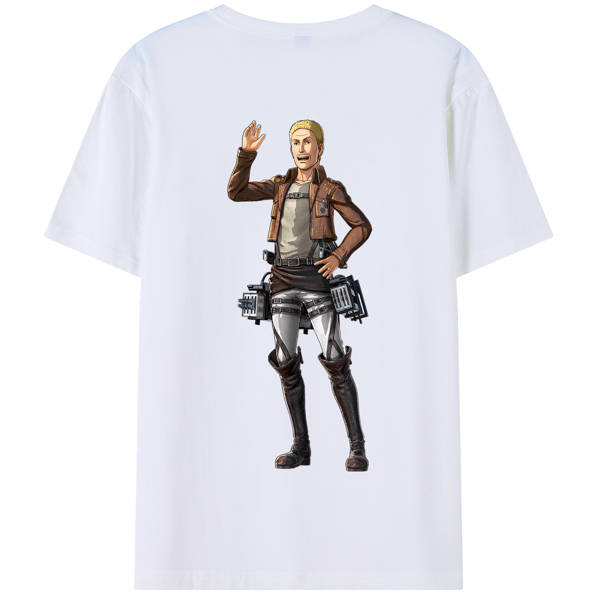 （画像用） 進撃の巨人 ハンネス Attack on Titan Hannes 綿100％半袖Tシャツ（背面プリント）