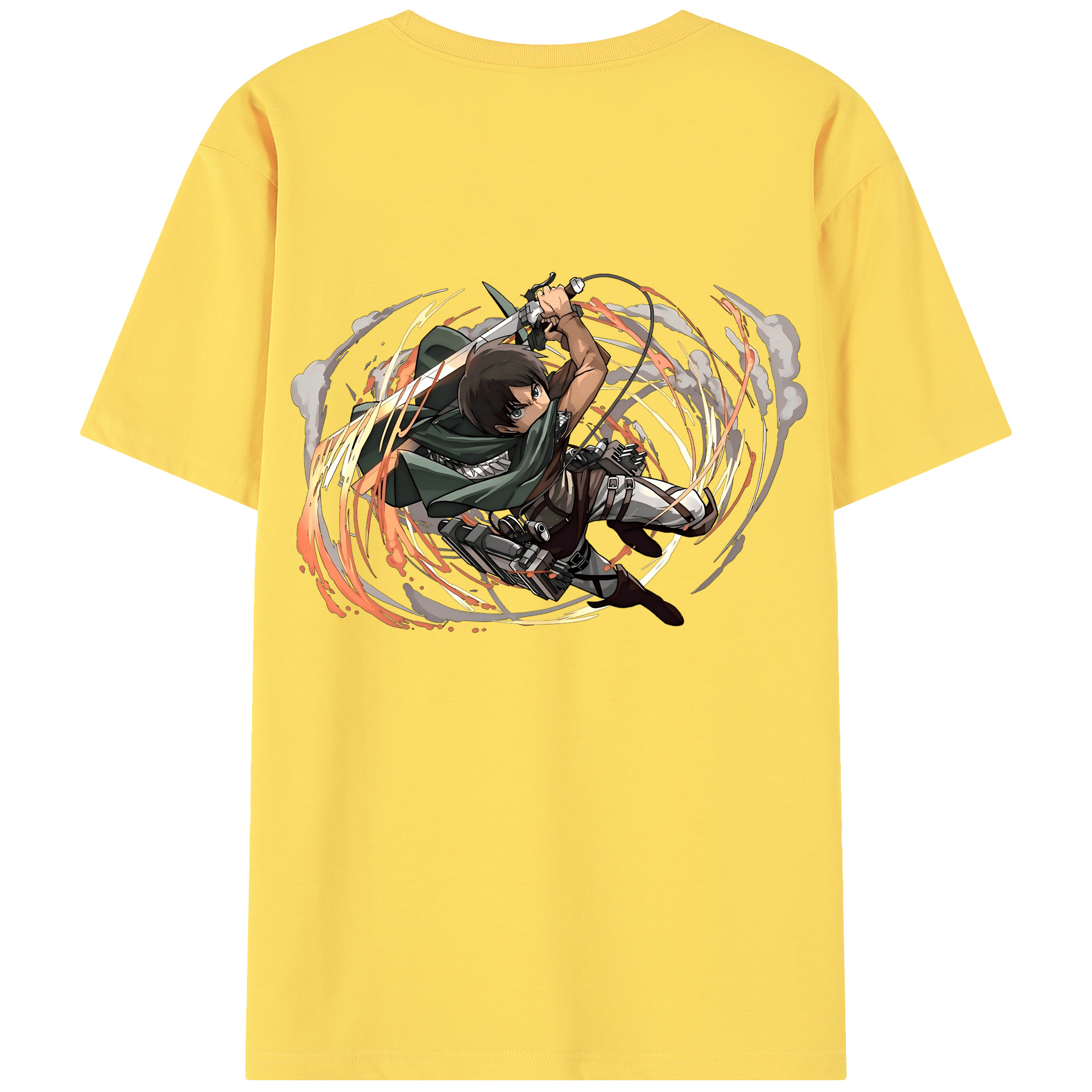 （画像用） 進撃の巨人 エレン･イェーガー Attack on Titan Eren Jäger 綿100％半袖Tシャツ（背面プリント）