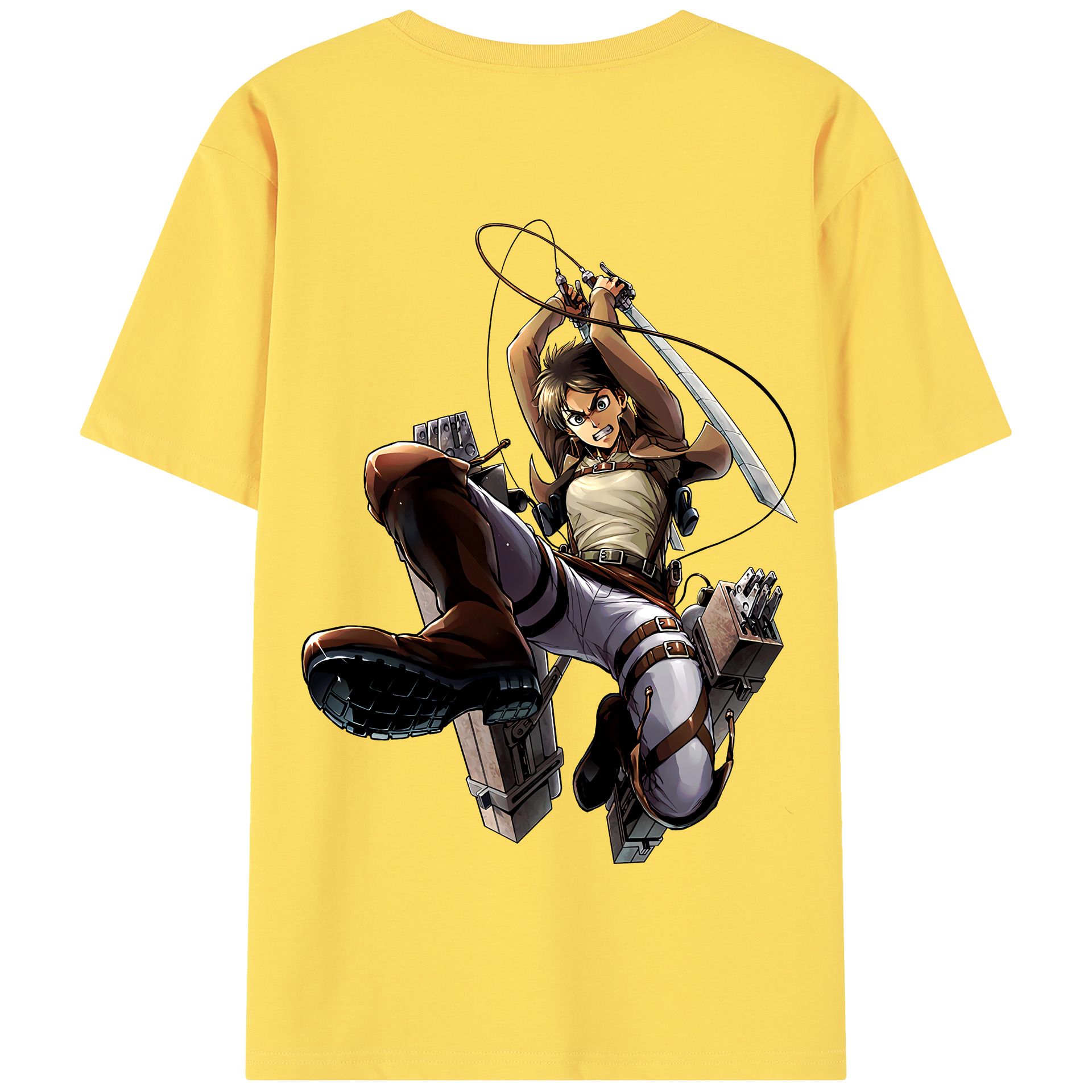 （画像用） 進撃の巨人 エレン･イェーガー Attack on Titan Eren Jäger 綿100％半袖Tシャツ（背面プリント）