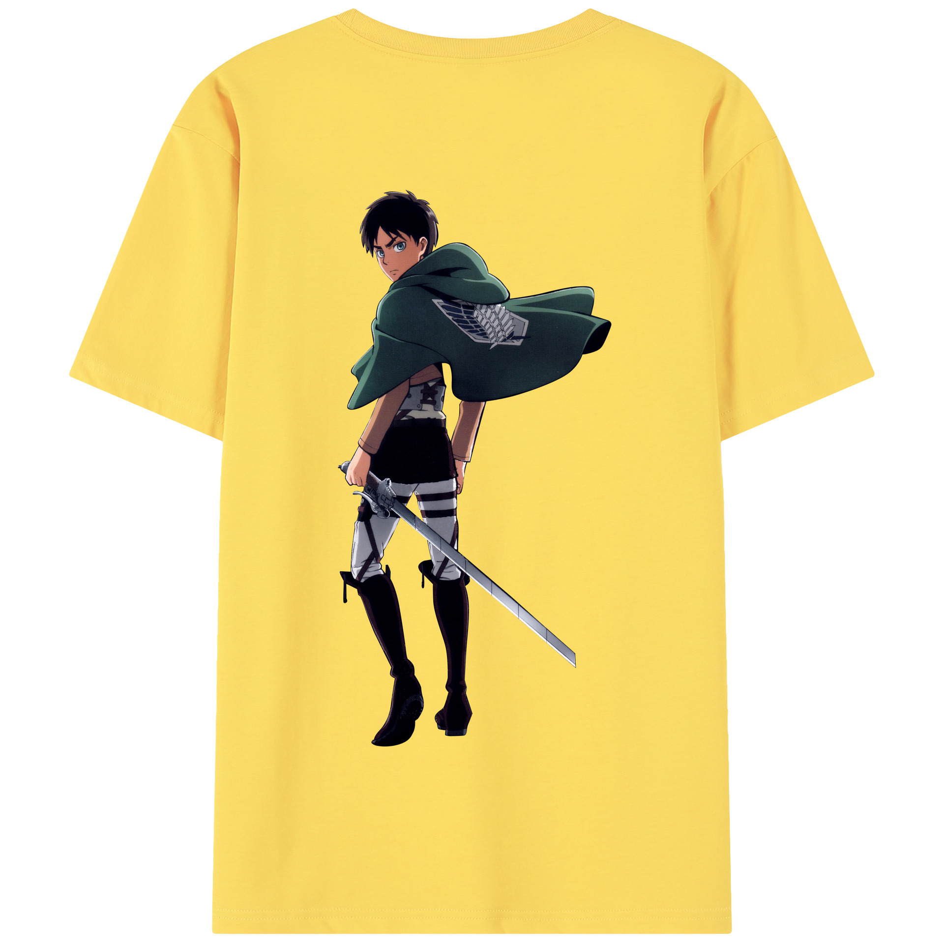 （画像用） 進撃の巨人 エレン･イェーガー Attack on Titan Eren Jäger 綿100％半袖Tシャツ（背面プリント）