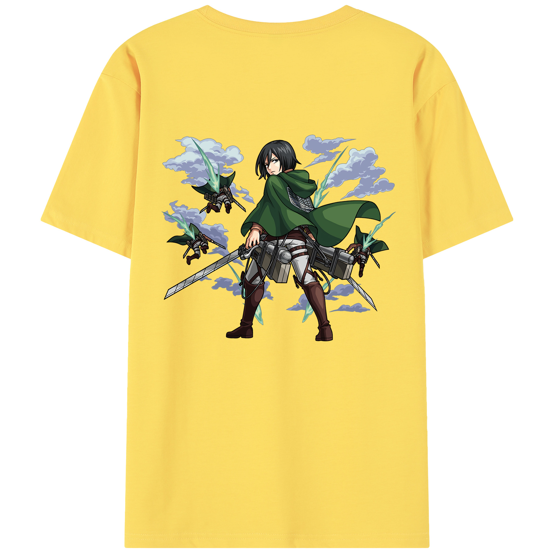 （画像用） 進撃の巨人 ミカサ·アッカーマン Attack on Titan Mikasa Ackerman 綿100％半袖Tシャツ（背面プリント）