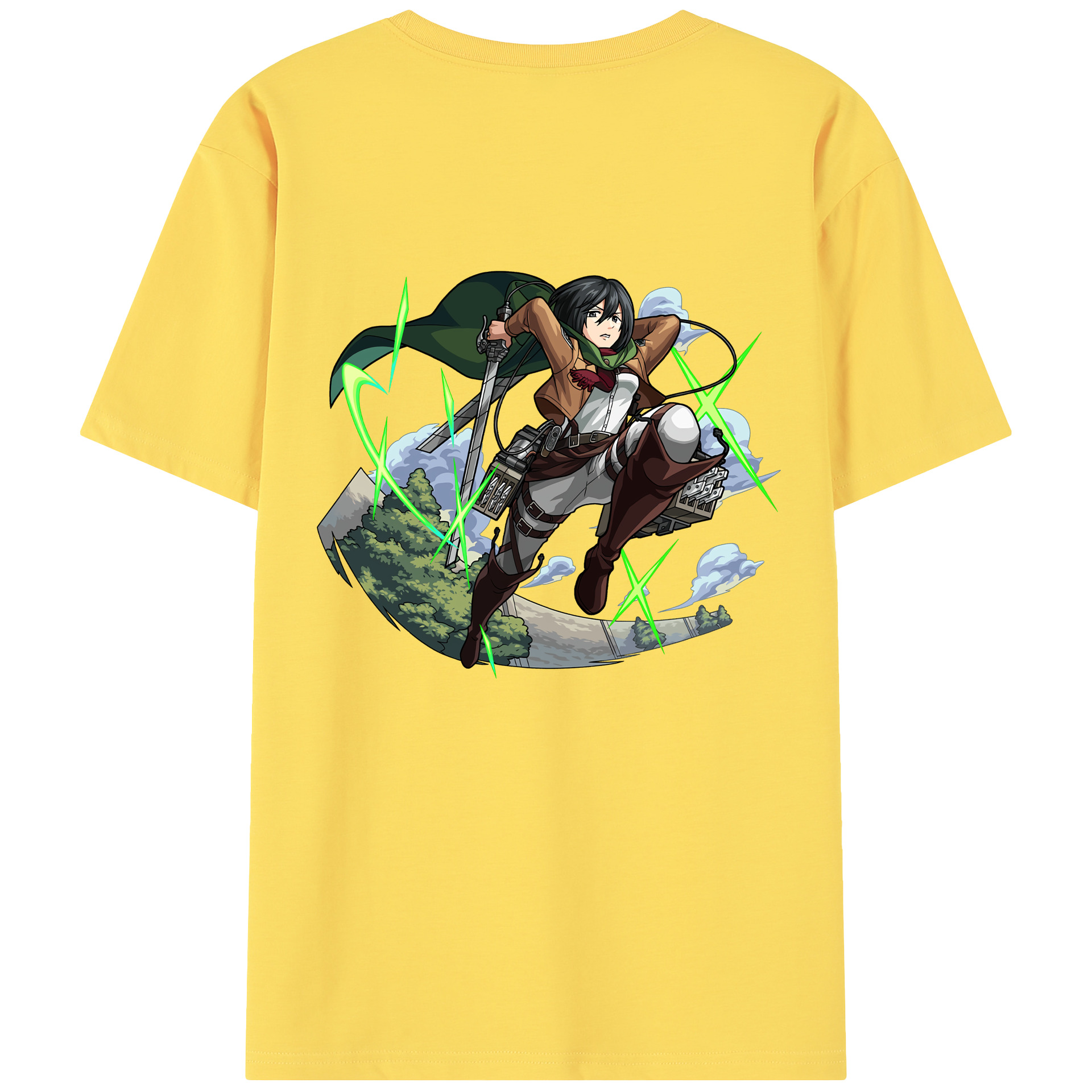 （画像用） 進撃の巨人 ミカサ·アッカーマン Attack on Titan Mikasa Ackerman 綿100％半袖Tシャツ（背面プリント）