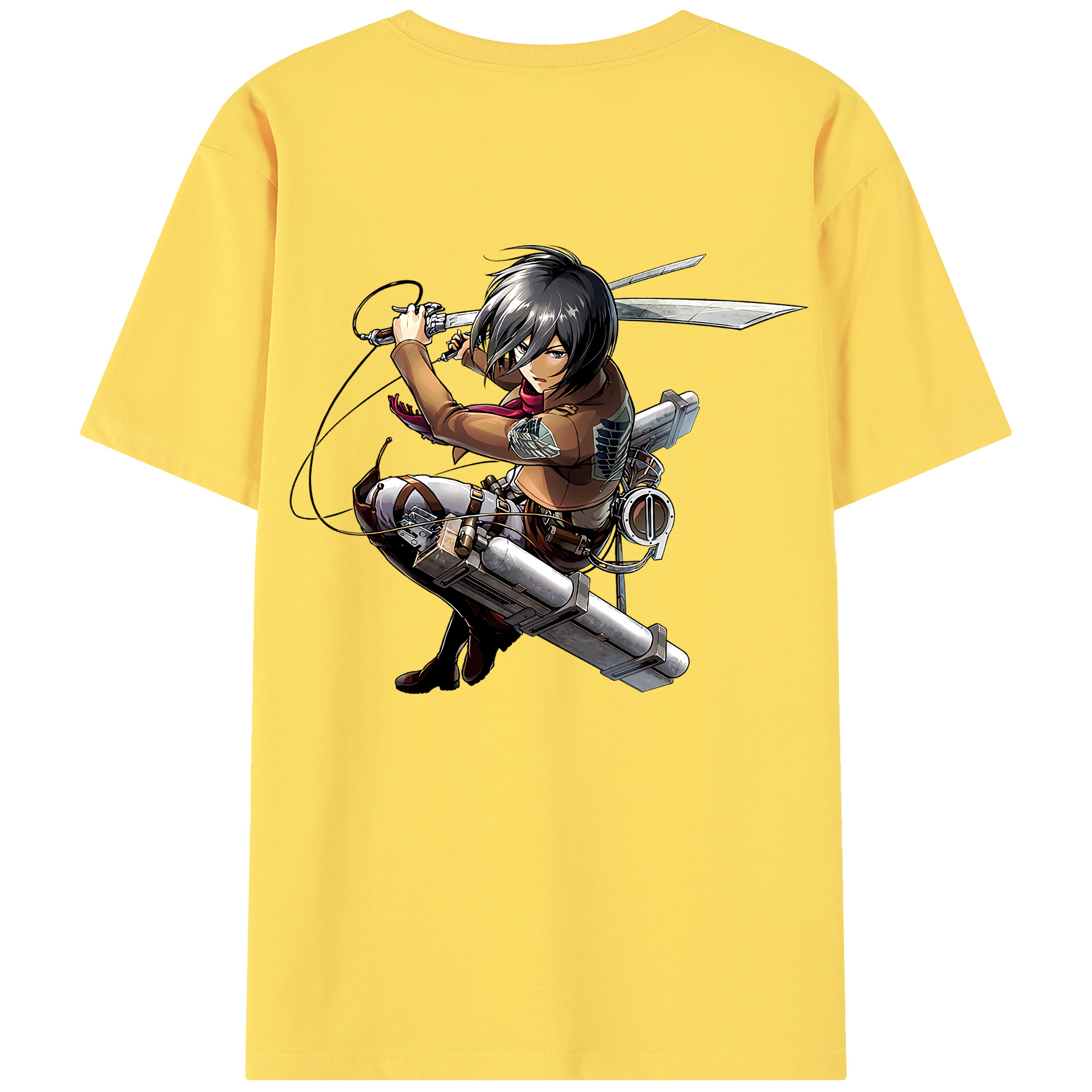 （画像用） 進撃の巨人 ミカサ·アッカーマン Attack on Titan Mikasa Ackerman 綿100％半袖Tシャツ（背面プリント）