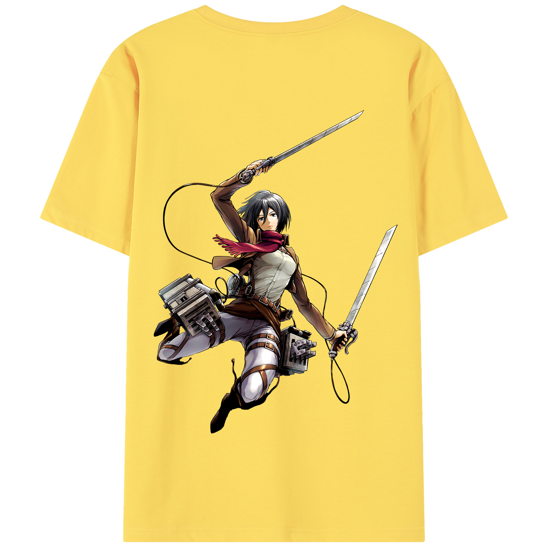 （画像用） 進撃の巨人 ミカサ·アッカーマン Attack on Titan Mikasa Ackerman 綿100％半袖Tシャツ（背面プリント）