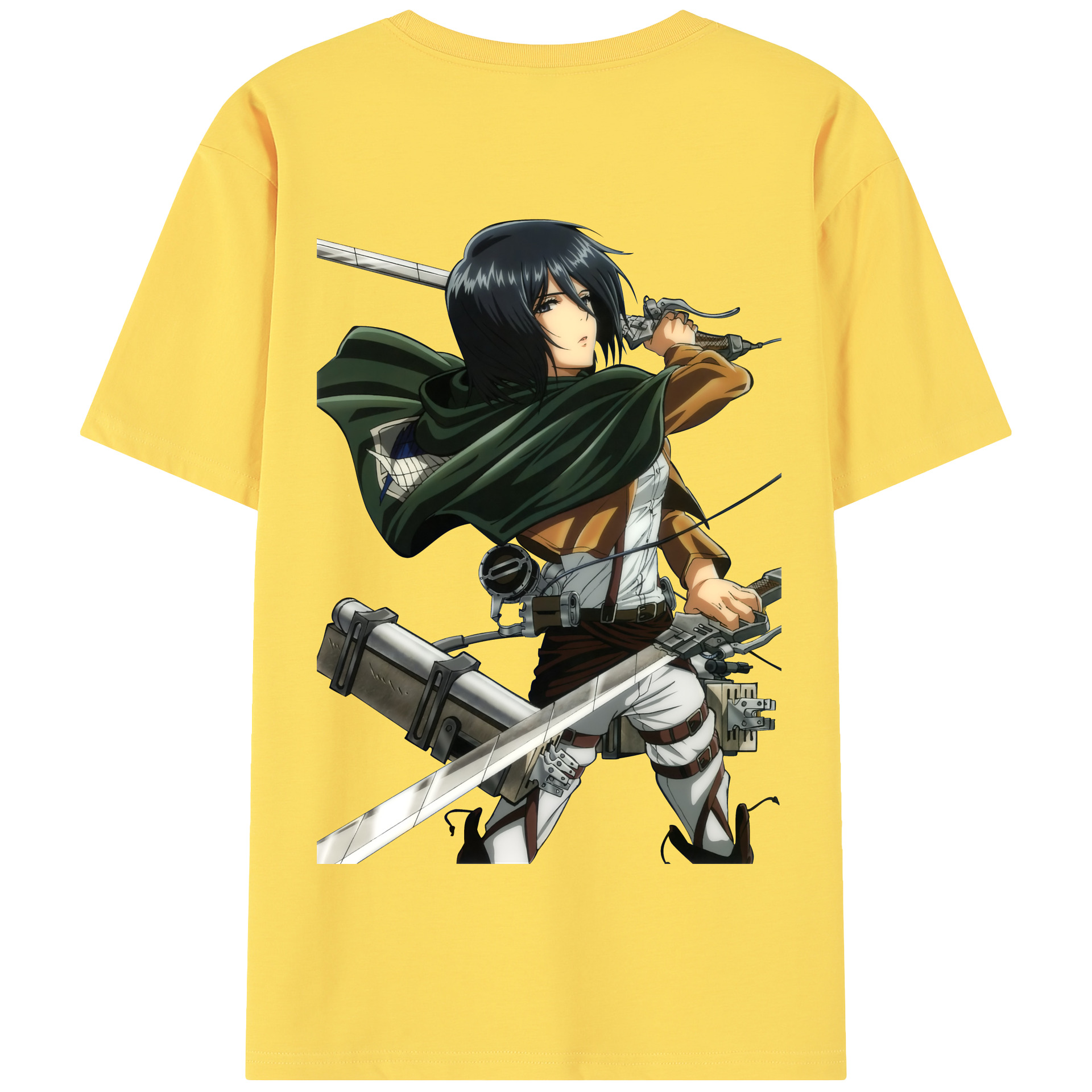 （画像用） 進撃の巨人 ミカサ·アッカーマン Attack on Titan Mikasa Ackerman 綿100％半袖Tシャツ（背面プリント）