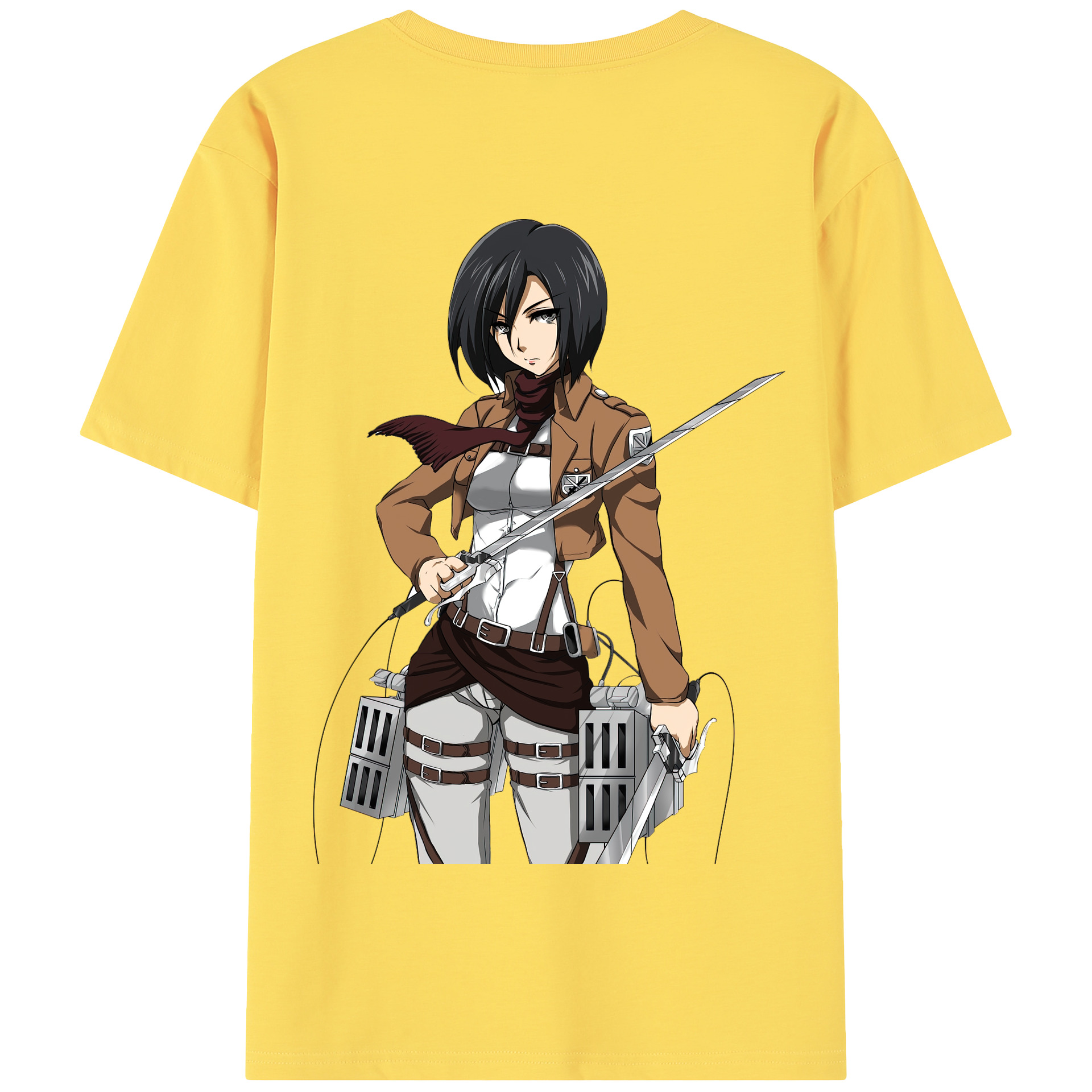 （画像用） 進撃の巨人 ミカサ·アッカーマン Attack on Titan Mikasa Ackerman 綿100％半袖Tシャツ（背面プリント）