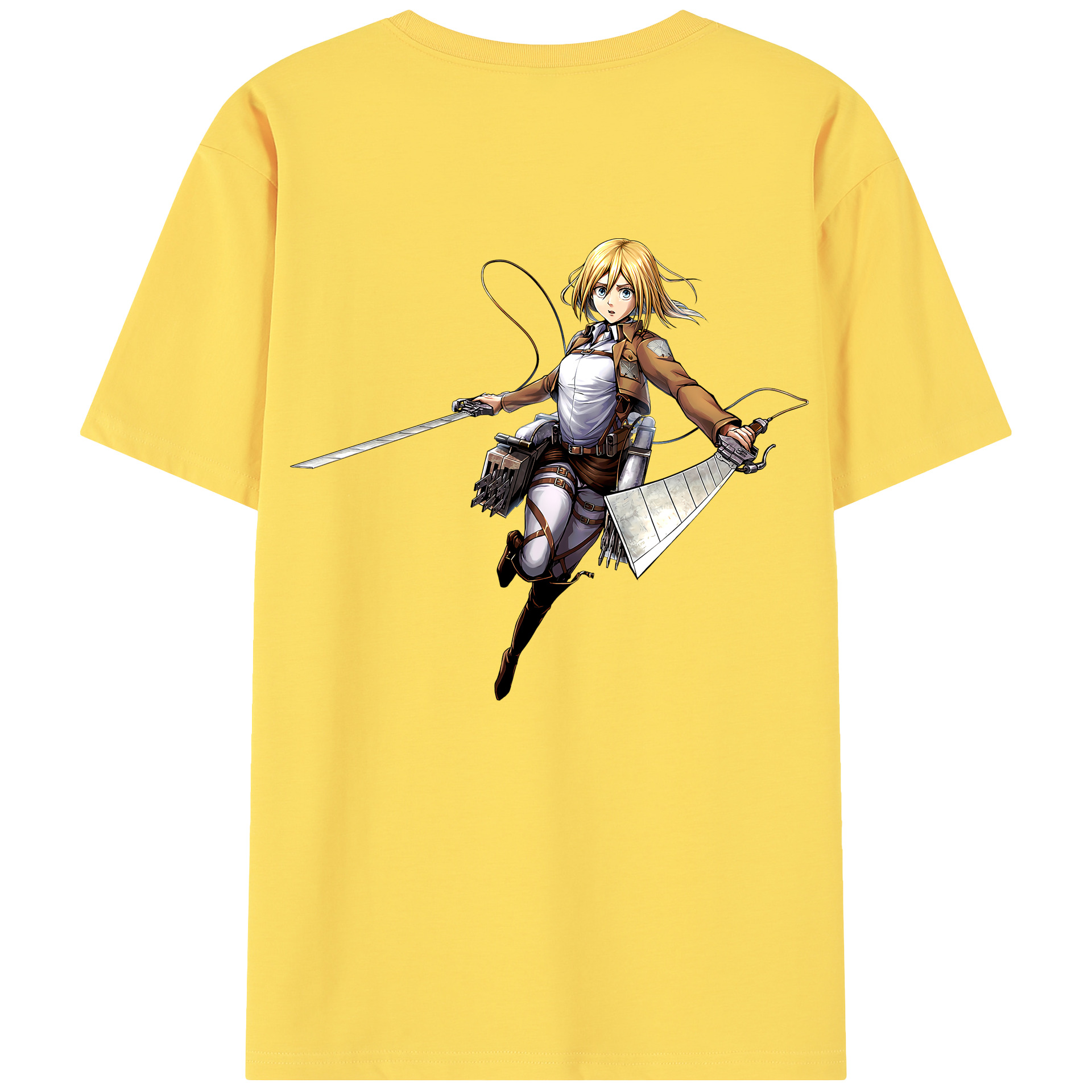 （画像用） 進撃の巨人 クリスタ·レンズ Attack on Titan Christa Lenz 綿100％半袖Tシャツ（背面プリント）