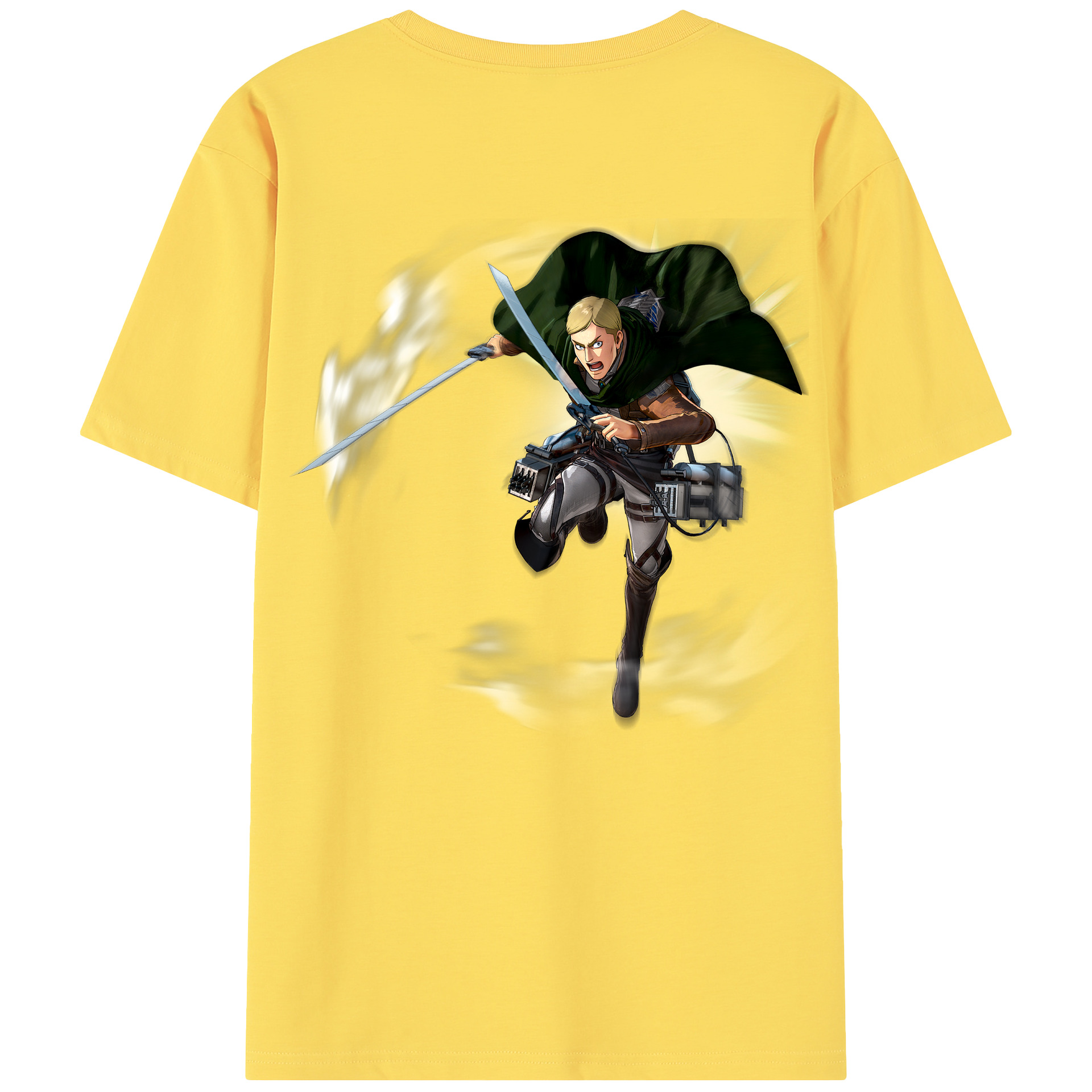 （画像用） 進撃の巨人 エルヴィン・スミス Attack on Titan Erwin Smith 綿100％半袖Tシャツ（背面プリント）