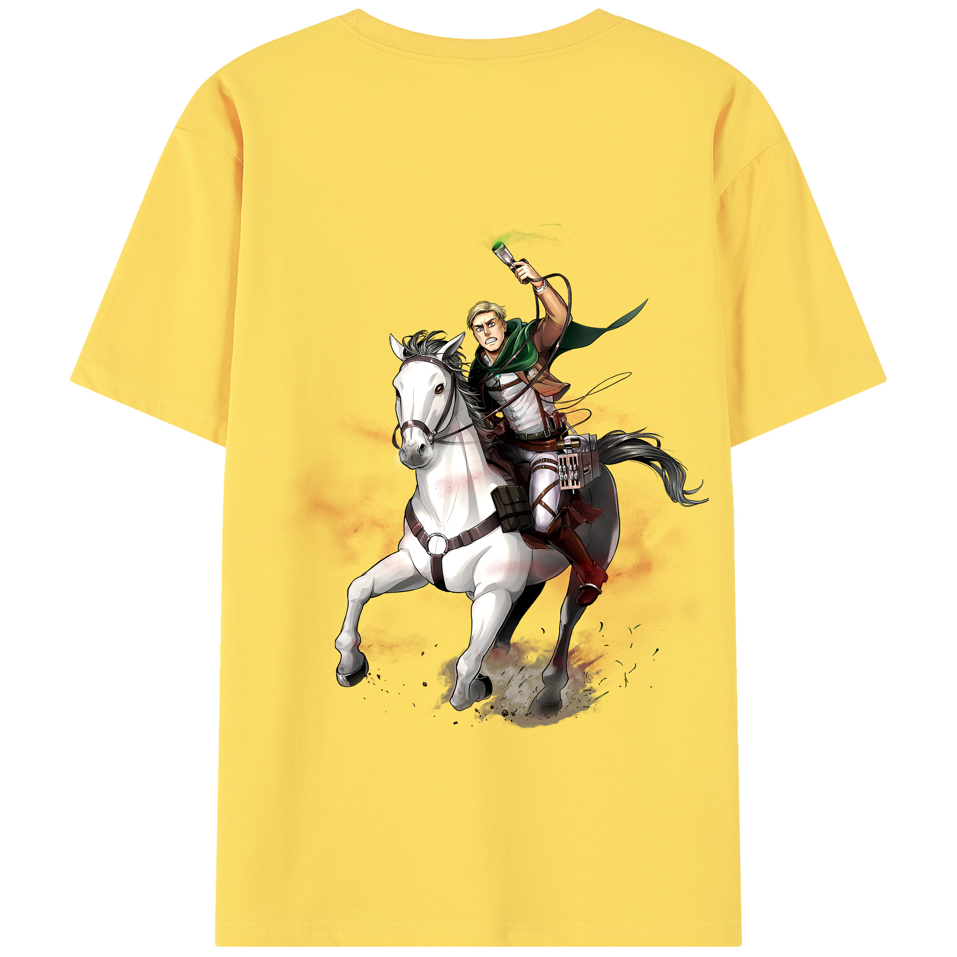 （画像用） 進撃の巨人 エルヴィン・スミス Attack on Titan Erwin Smith 綿100％半袖Tシャツ（背面プリント）