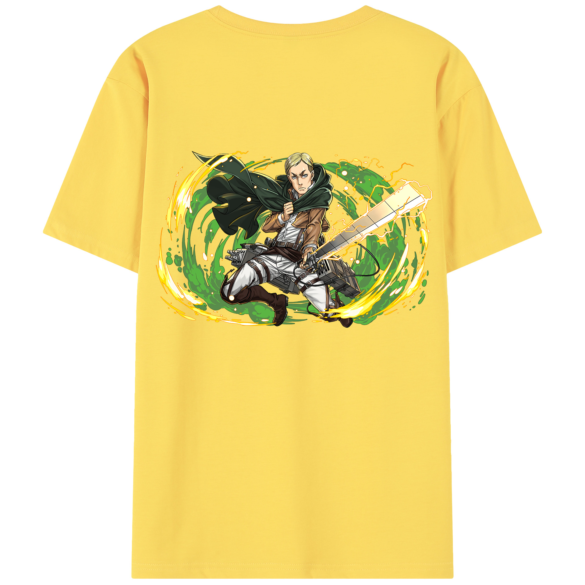 （画像用） 進撃の巨人 エルヴィン・スミス Attack on Titan Erwin Smith 綿100％半袖Tシャツ（背面プリント）