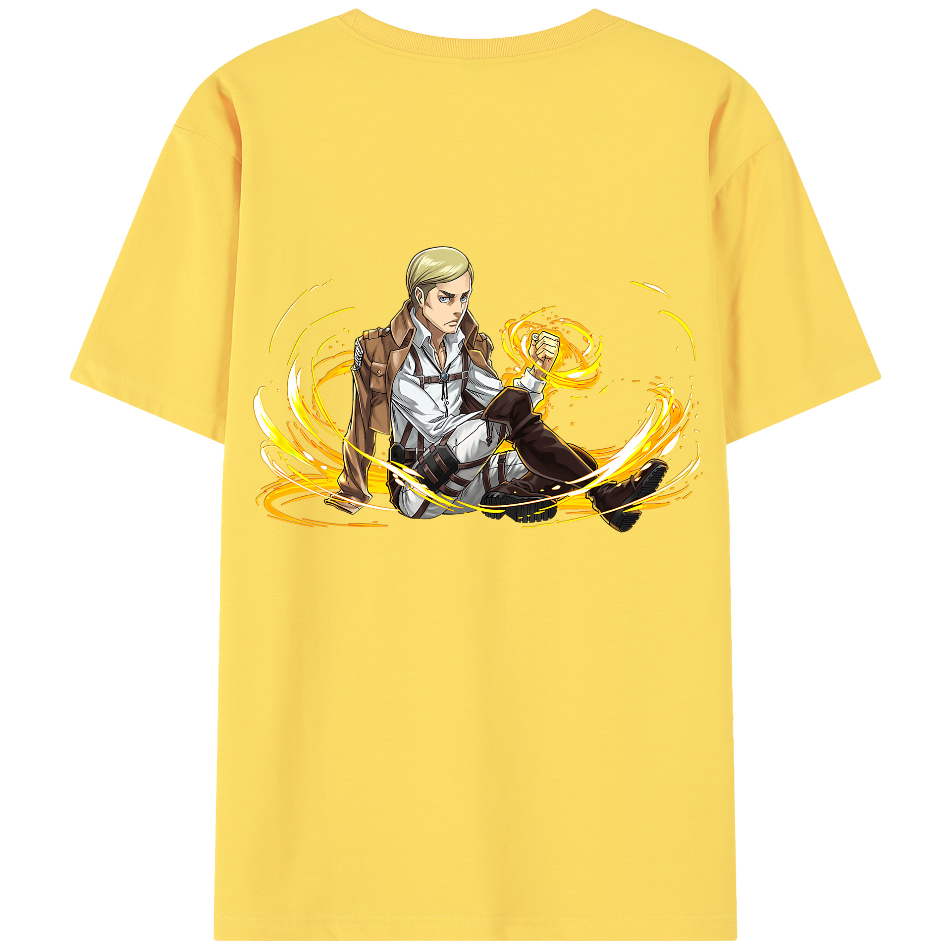 （画像用） 進撃の巨人 エルヴィン・スミス Attack on Titan Erwin Smith 綿100％半袖Tシャツ（背面プリント）