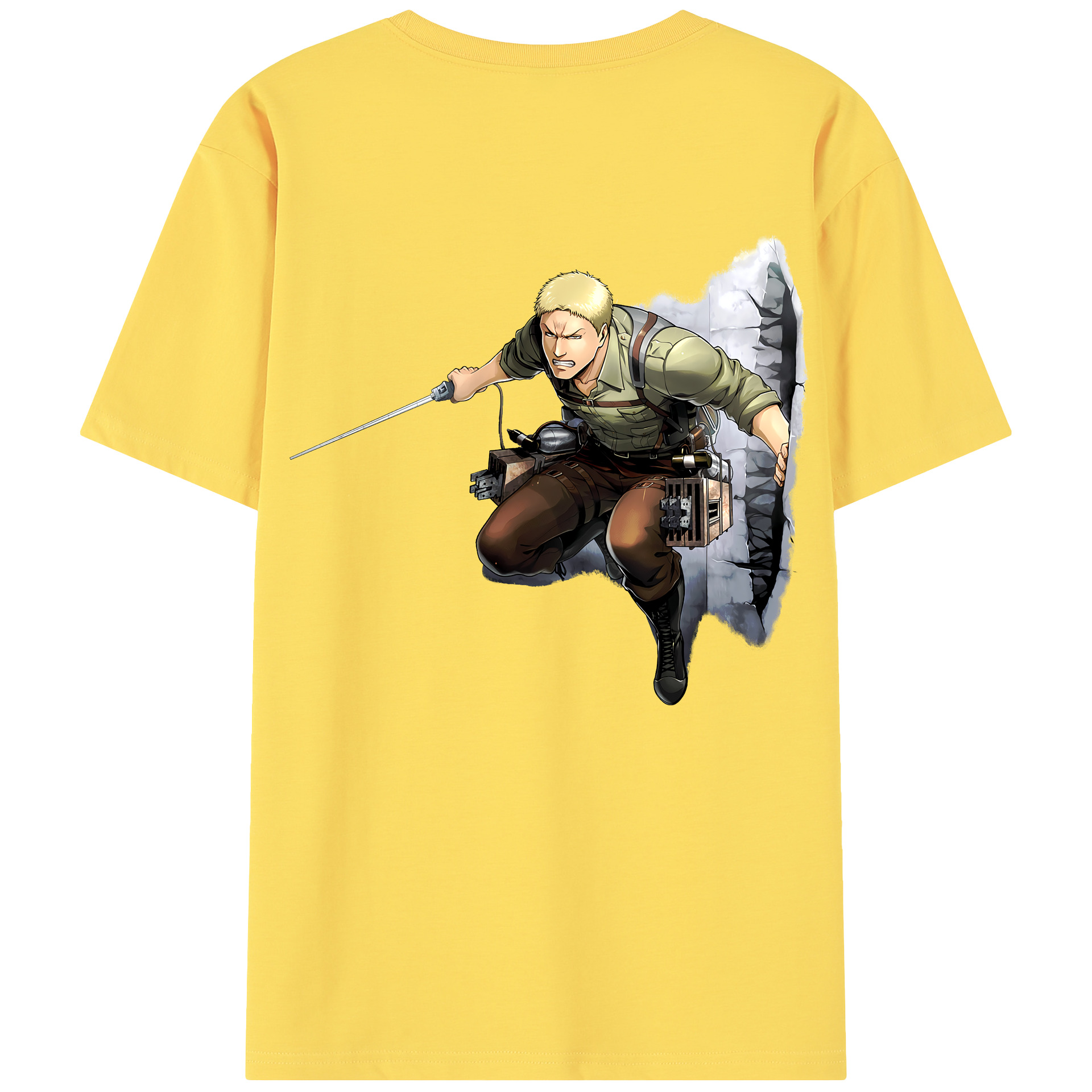 （画像用） 進撃の巨人 ライナー・ブラウン Attack on Titan Reiner Braun 綿100％半袖Tシャツ（背面プリント）