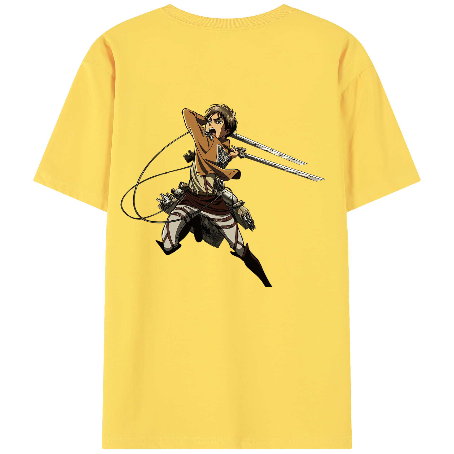 （画像用） 進撃の巨人 エレン･イェーガー Attack on Titan Eren Jäger 綿100％半袖Tシャツ（背面プリント）