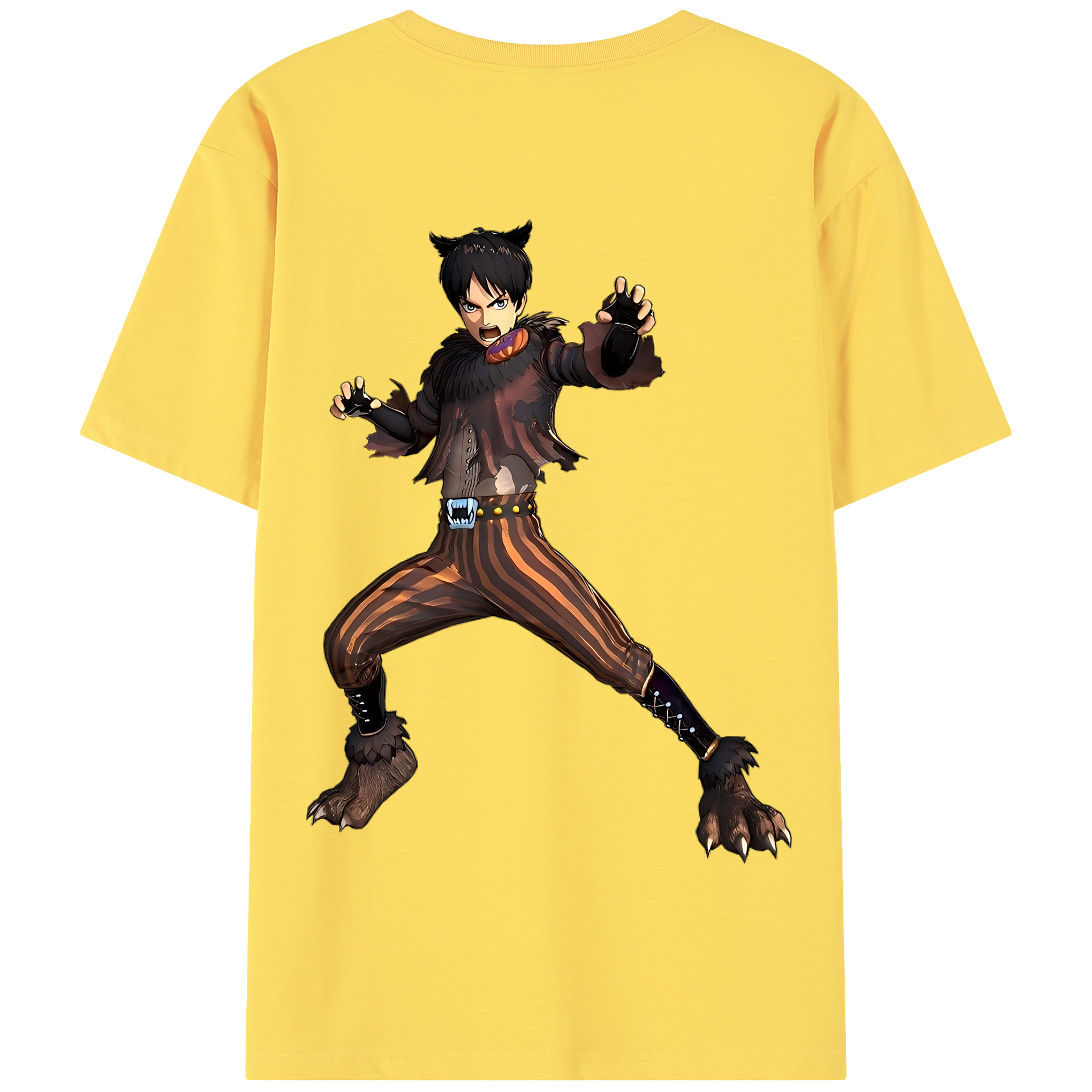 （画像用） 進撃の巨人 エレン･イェーガー Attack on Titan Eren Jäger 綿100％半袖Tシャツ（背面プリント）