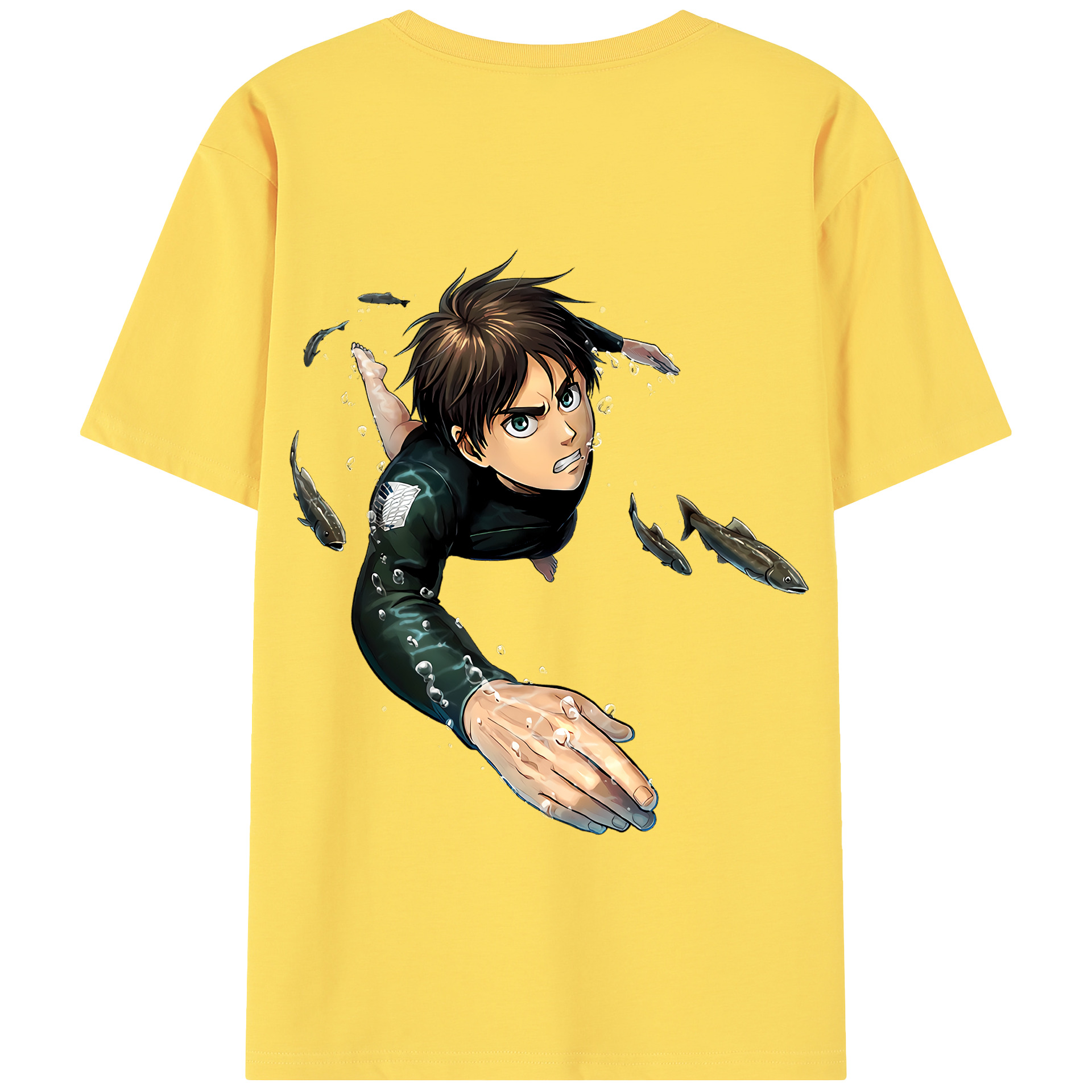 （画像用） 進撃の巨人 エレン･イェーガー Attack on Titan Eren Jäger 綿100％半袖Tシャツ（背面プリント）