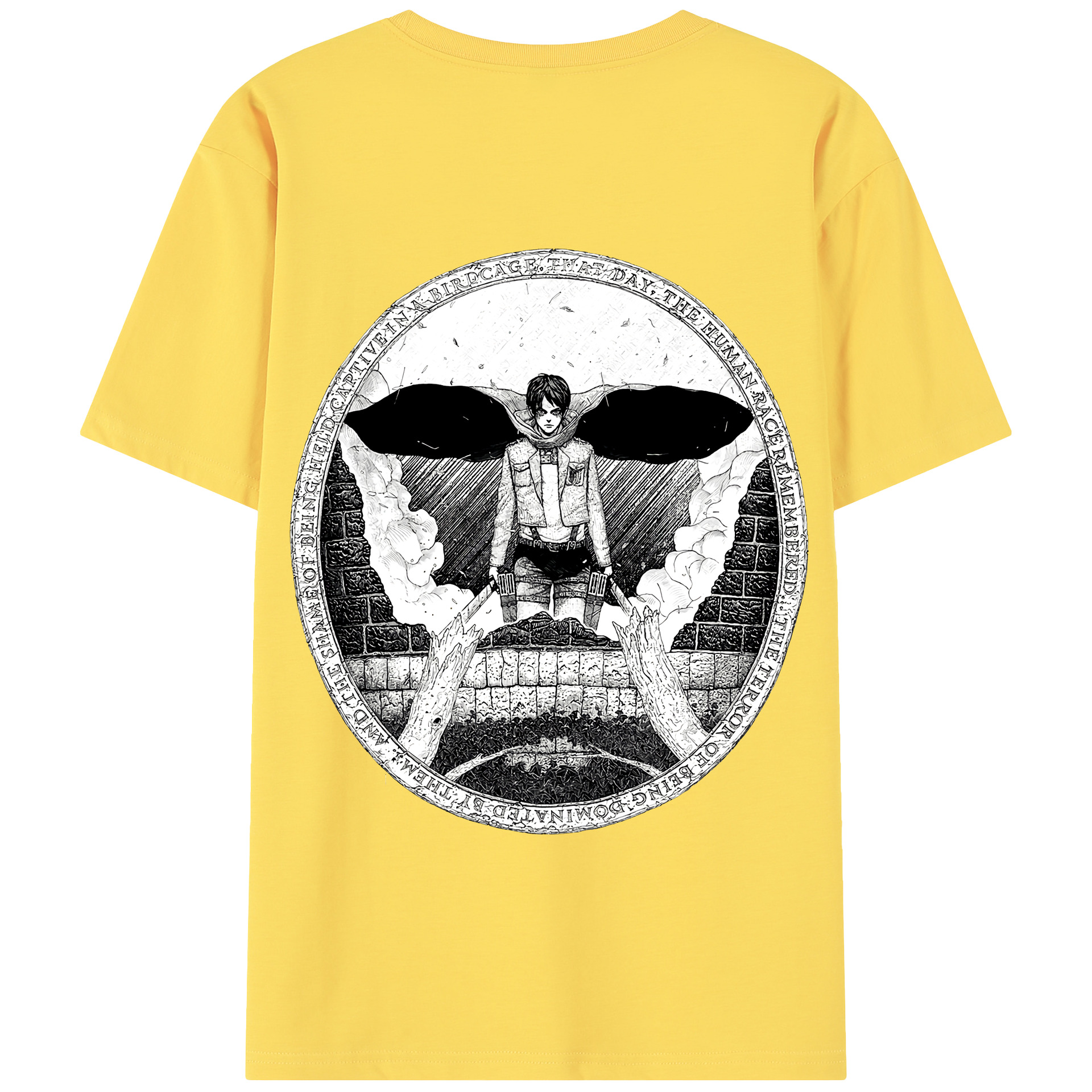 （画像用） 進撃の巨人 エレン･イェーガー Attack on Titan Eren Jäger 綿100％半袖Tシャツ（背面プリント）