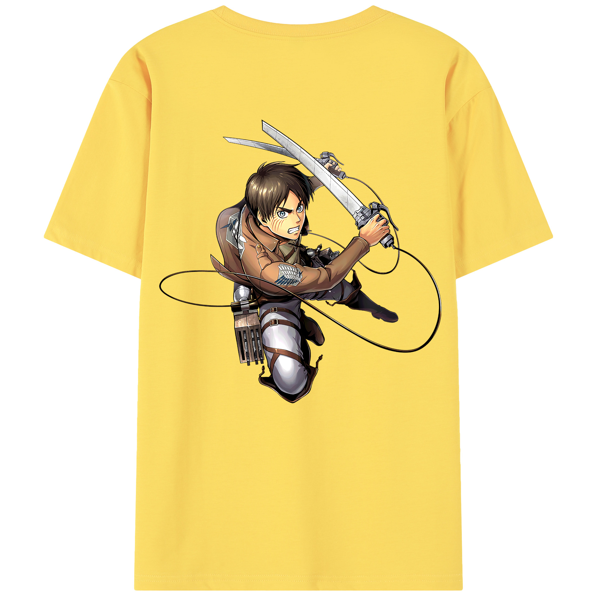 （画像用） 進撃の巨人 エレン･イェーガー Attack on Titan Eren Jäger 綿100％半袖Tシャツ（背面プリント）