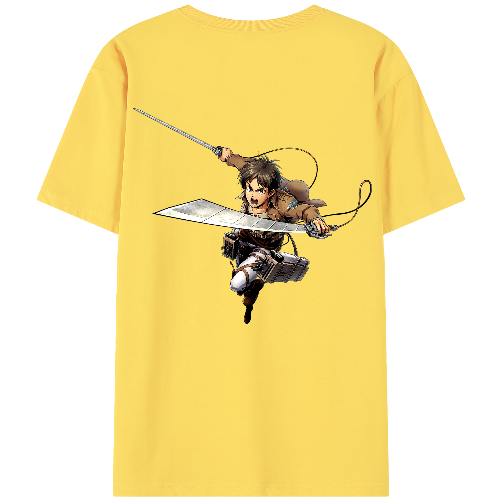 （画像用） 進撃の巨人 エレン･イェーガー Attack on Titan Eren Jäger 綿100％半袖Tシャツ（背面プリント）