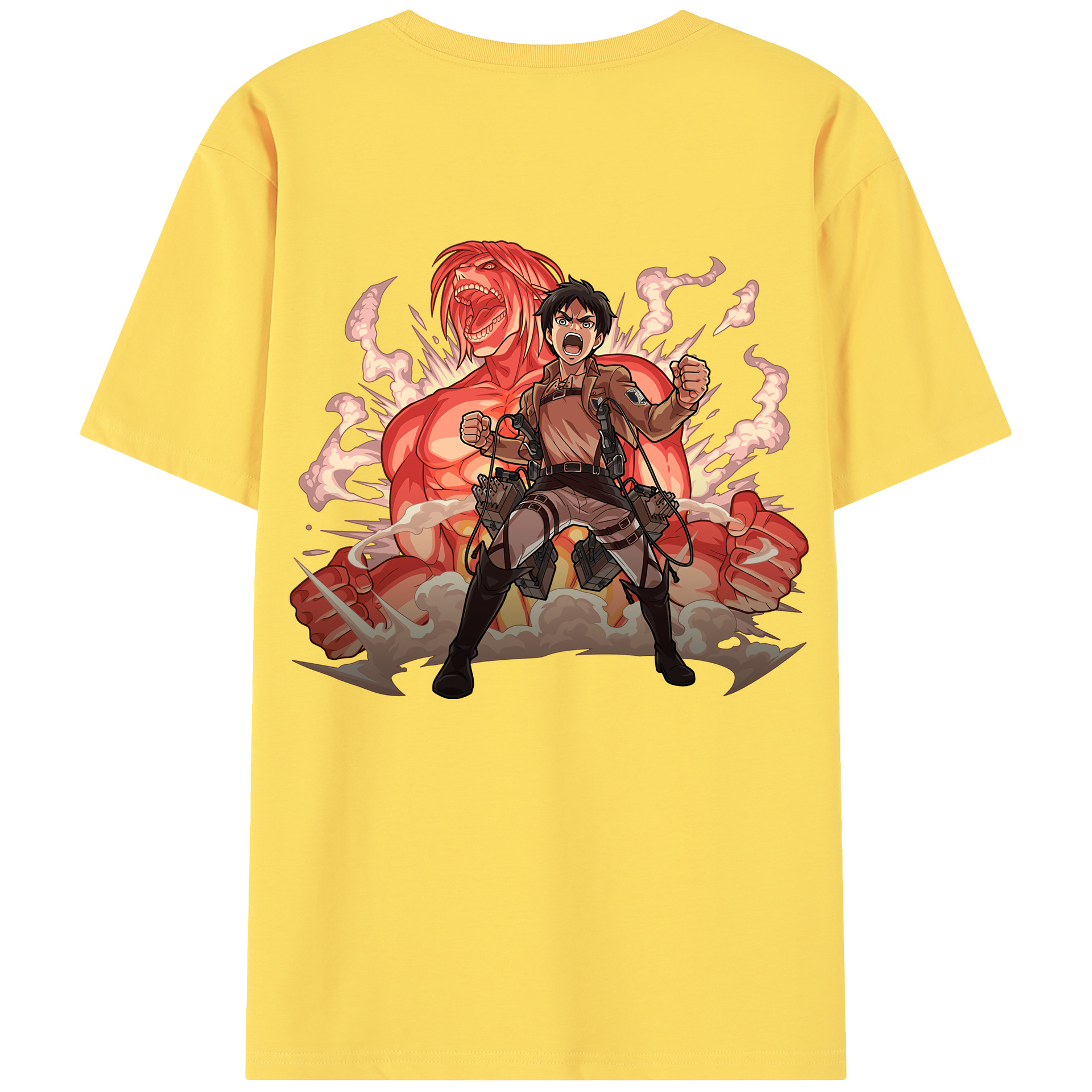 （画像用） 進撃の巨人 エレン･イェーガー Attack on Titan Eren Jäger 綿100％半袖Tシャツ（背面プリント）