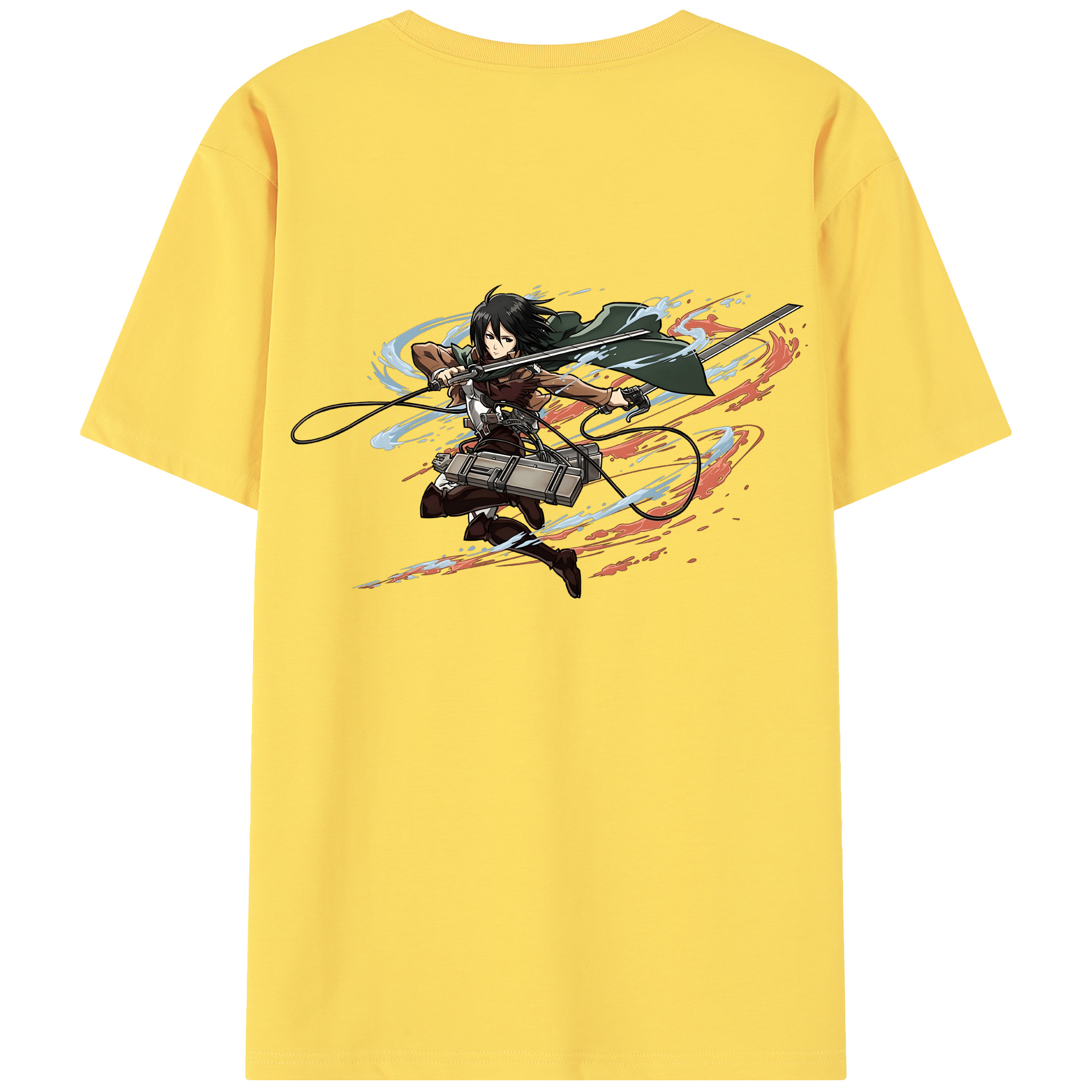 （画像用） 進撃の巨人 ミカサ·アッカーマン Attack on Titan Mikasa Ackerman 綿100％半袖Tシャツ（背面プリント）