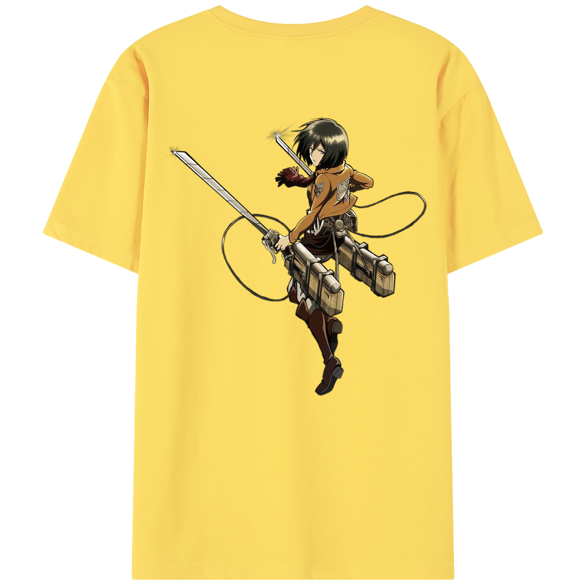 （画像用） 進撃の巨人 ミカサ·アッカーマン Attack on Titan Mikasa Ackerman 綿100％半袖Tシャツ（背面プリント）