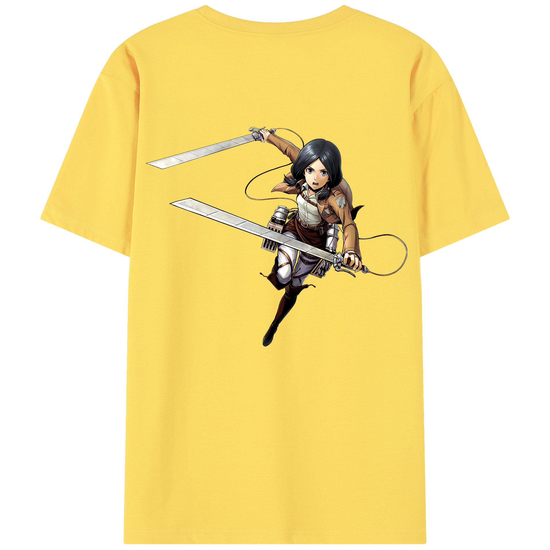 （画像用） 進撃の巨人 ミカサ·アッカーマン Attack on Titan Mikasa Ackerman 綿100％半袖Tシャツ（背面プリント）