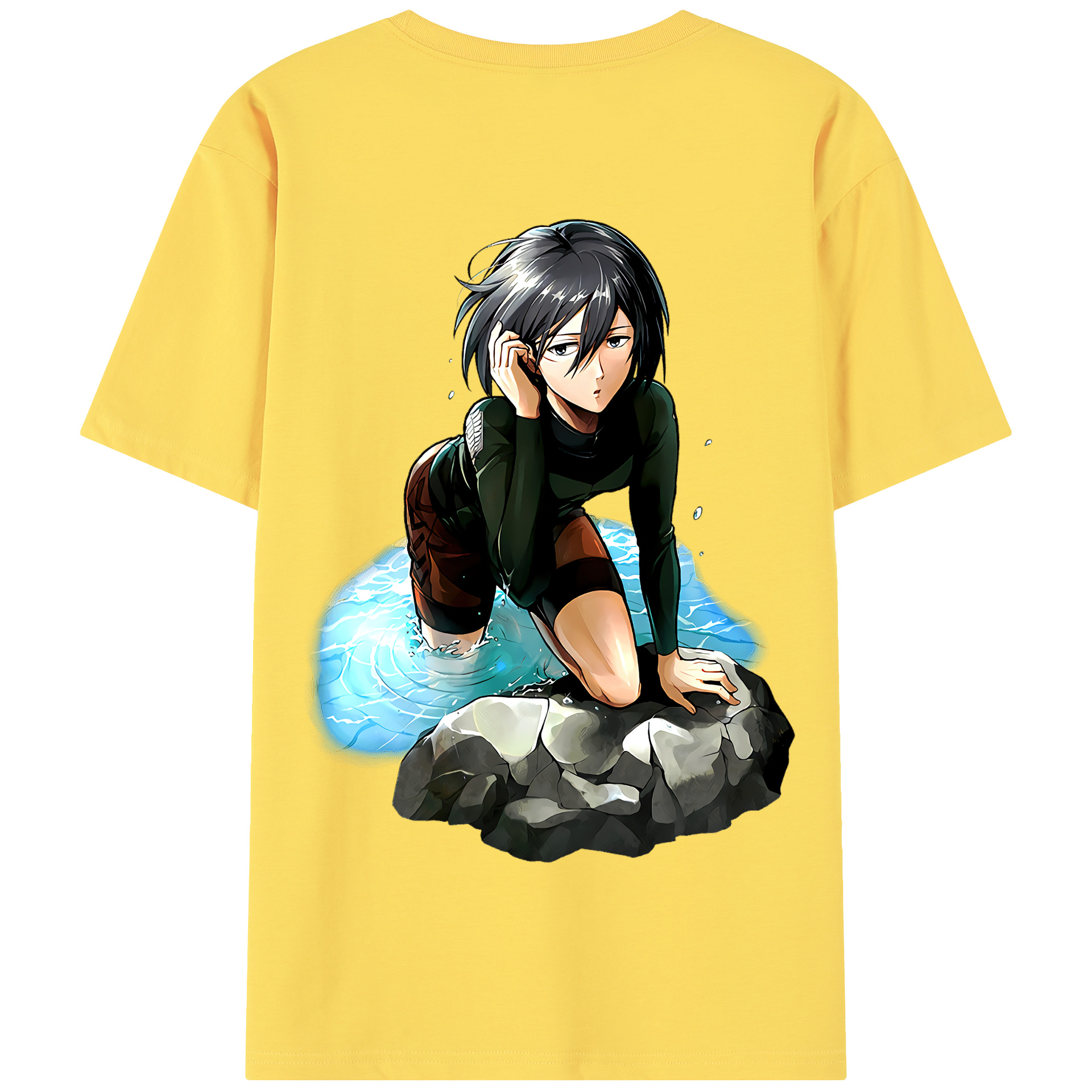 （画像用） 進撃の巨人 ミカサ·アッカーマン Attack on Titan Mikasa Ackerman 綿100％半袖Tシャツ（背面プリント）
