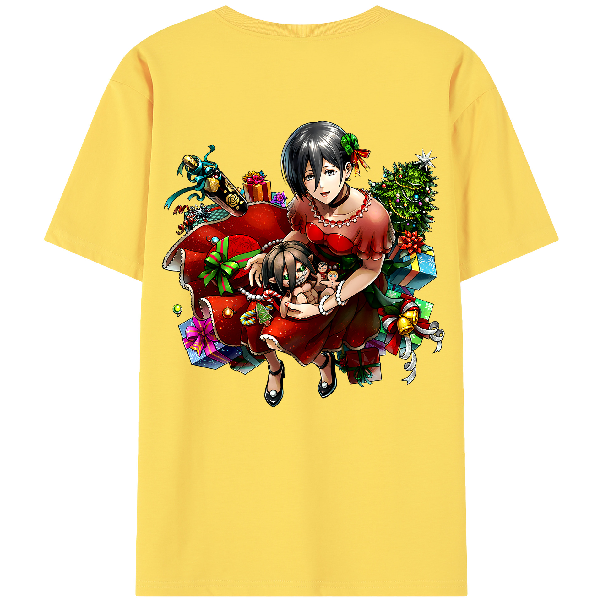（画像用） 進撃の巨人 ミカサ·アッカーマン Attack on Titan Mikasa Ackerman 綿100％半袖Tシャツ（背面プリント）