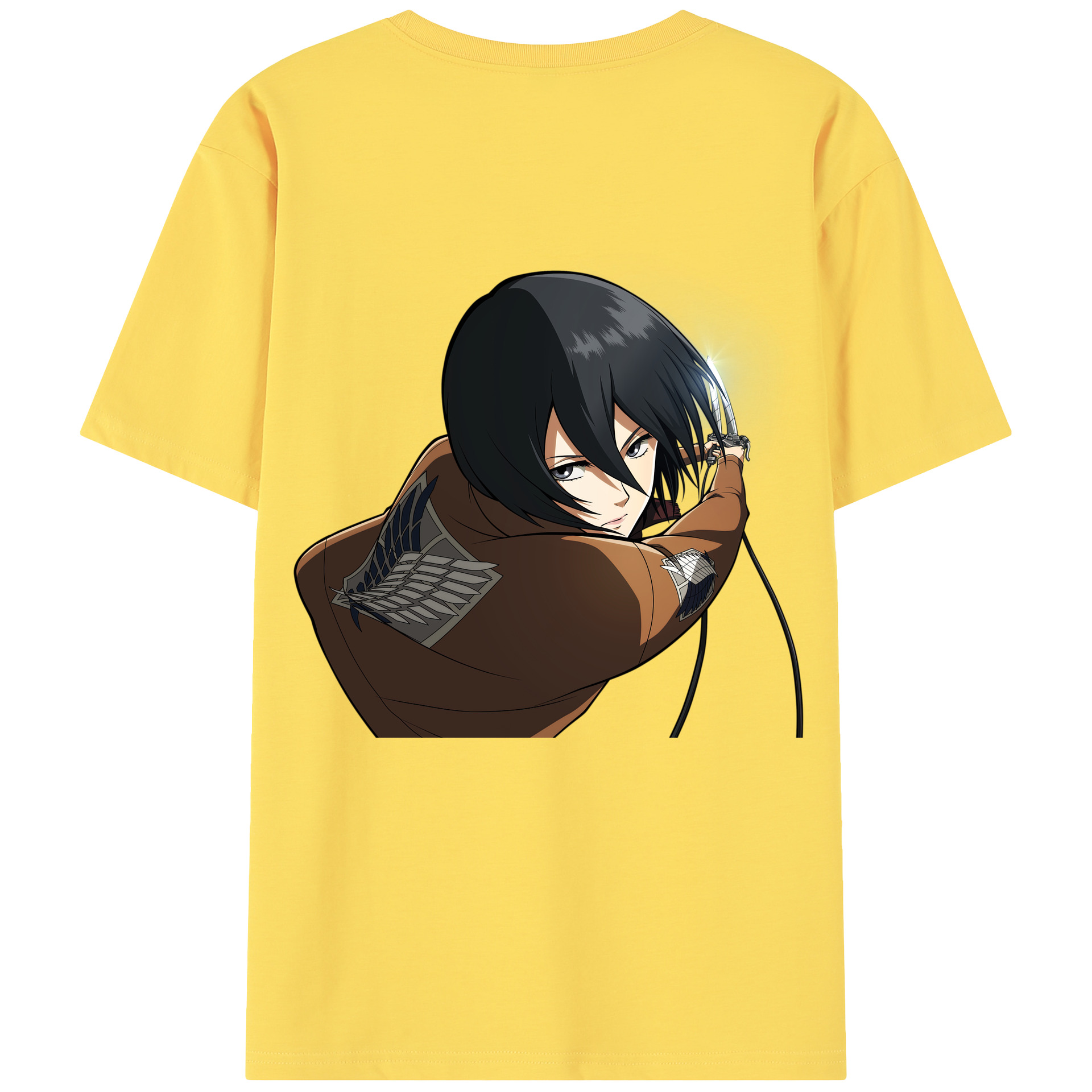 （画像用） 進撃の巨人 ミカサ·アッカーマン Attack on Titan Mikasa Ackerman 綿100％半袖Tシャツ（背面プリント）