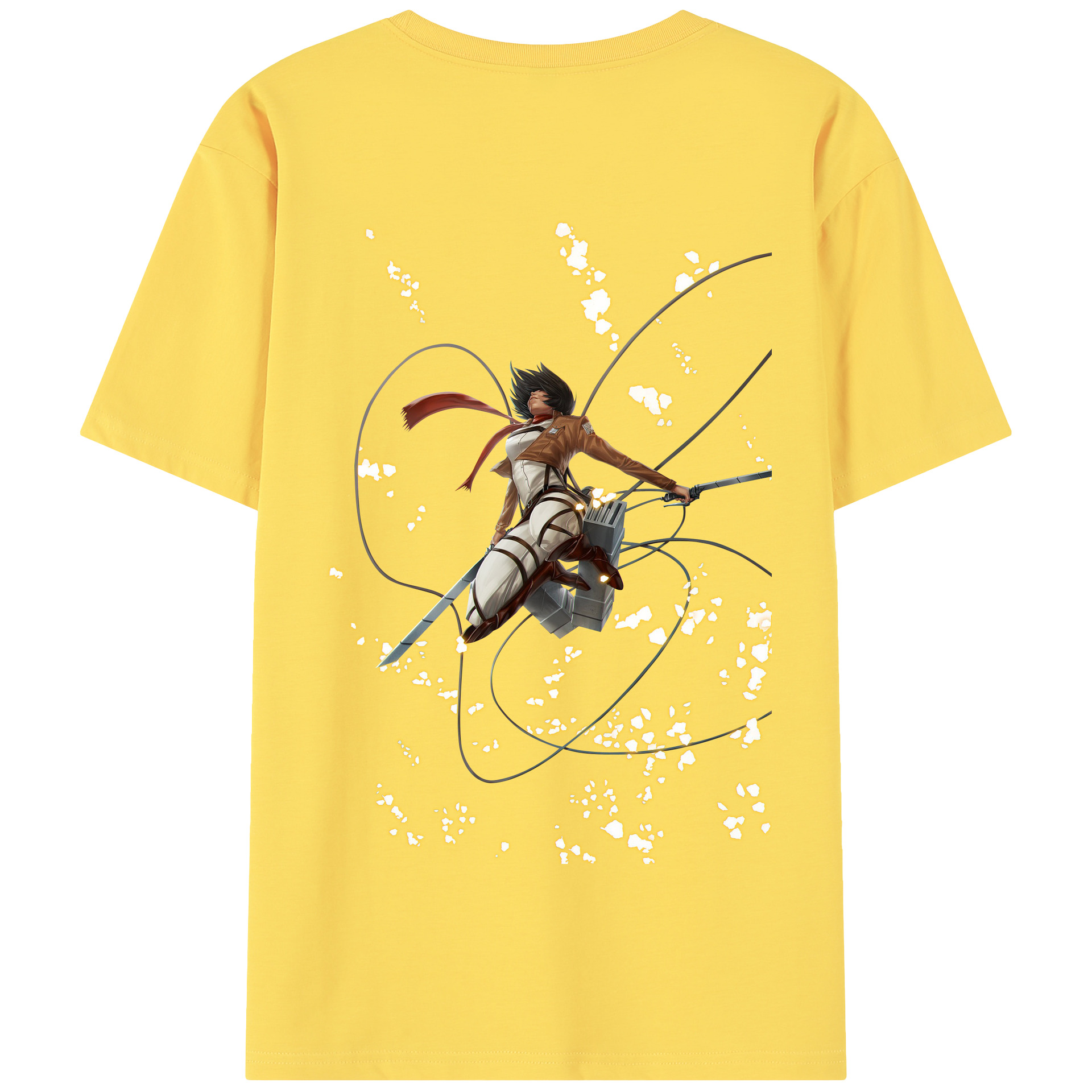 （画像用） 進撃の巨人 ミカサ·アッカーマン Attack on Titan Mikasa Ackerman 綿100％半袖Tシャツ（背面プリント）