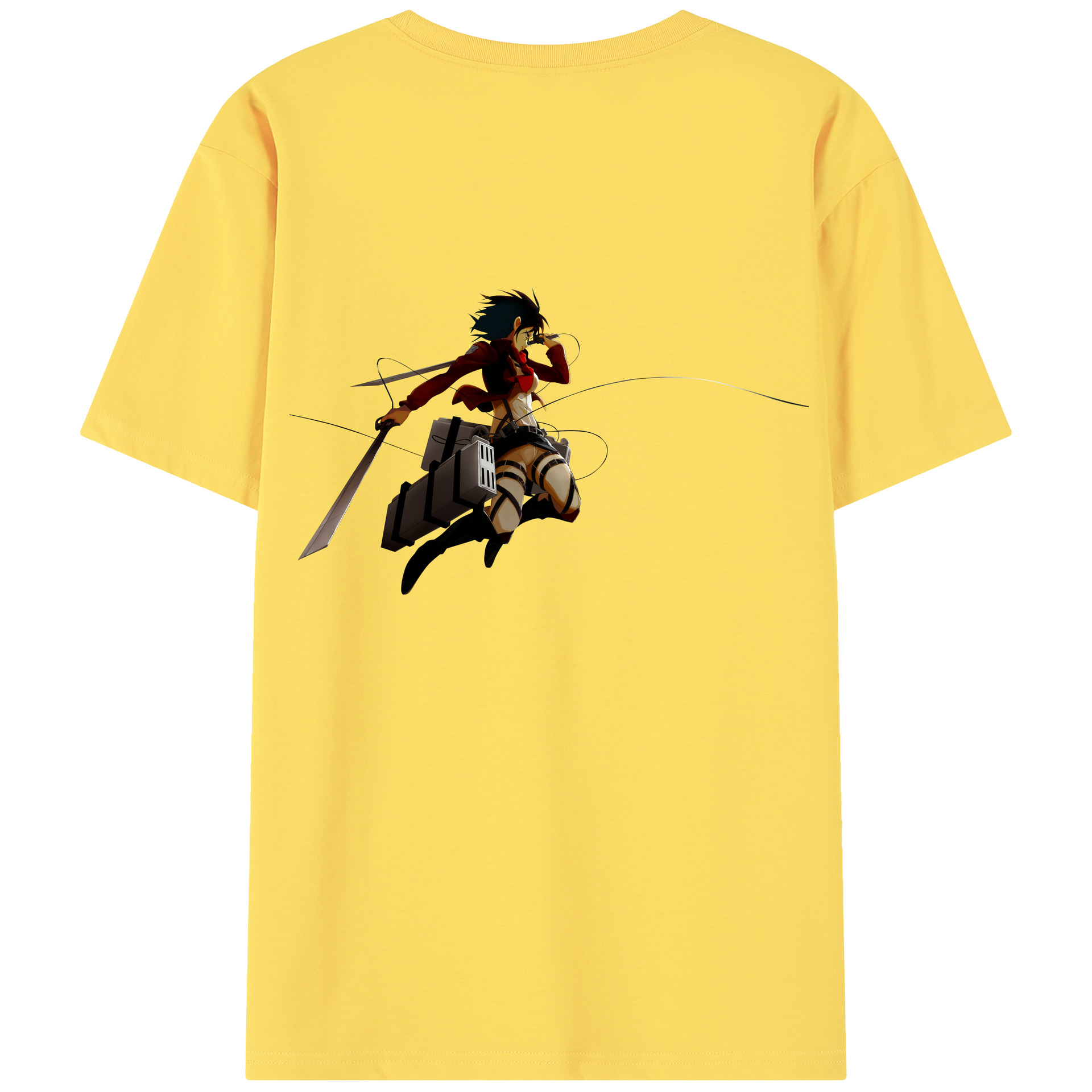 （画像用） 進撃の巨人 ミカサ·アッカーマン Attack on Titan Mikasa Ackerman 綿100％半袖Tシャツ（背面プリント）
