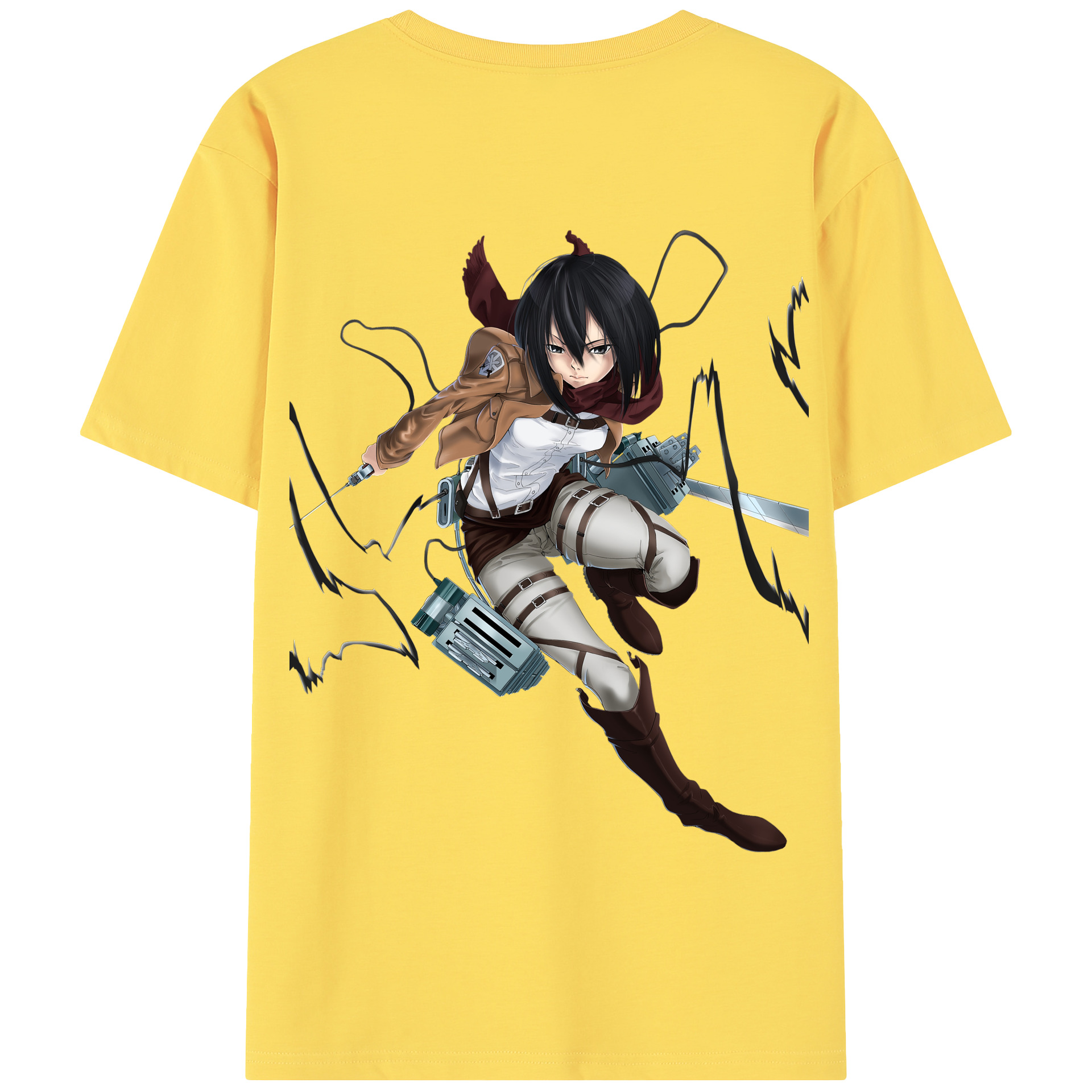 （画像用） 進撃の巨人 ミカサ·アッカーマン Attack on Titan Mikasa Ackerman 綿100％半袖Tシャツ（背面プリント）
