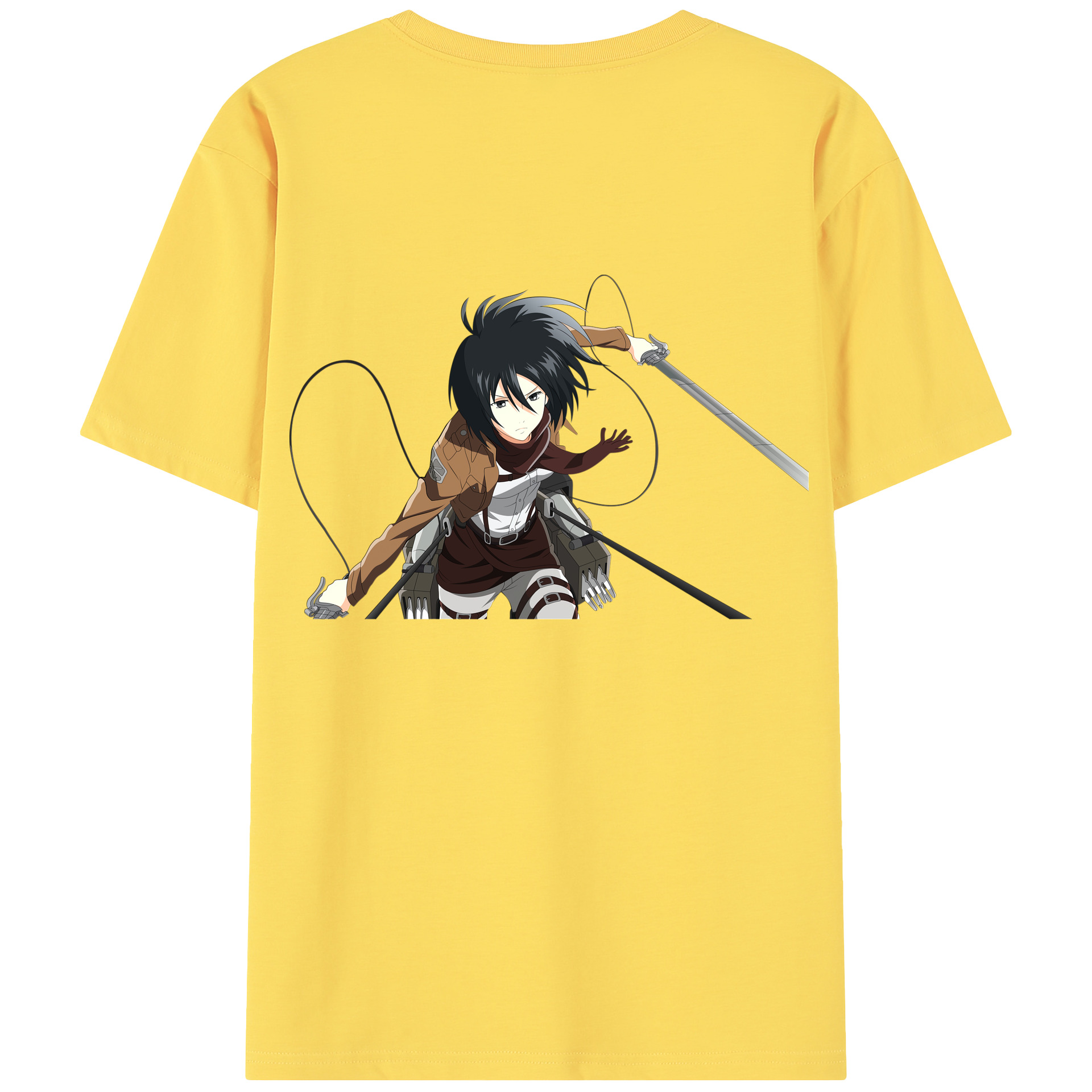（画像用） 進撃の巨人 ミカサ·アッカーマン Attack on Titan Mikasa Ackerman 綿100％半袖Tシャツ（背面プリント）
