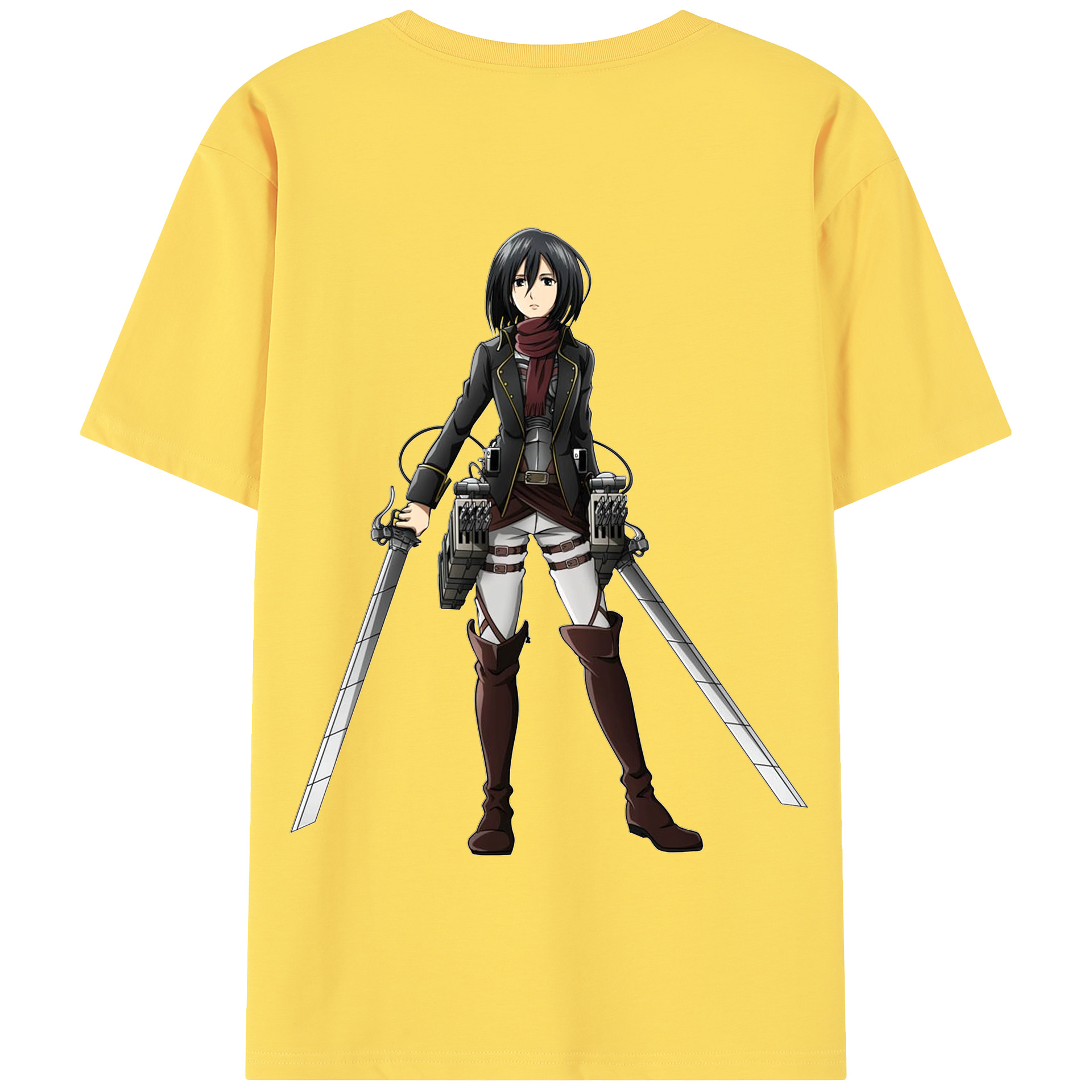 （画像用） 進撃の巨人 ミカサ·アッカーマン Attack on Titan Mikasa Ackerman 綿100％半袖Tシャツ（背面プリント）