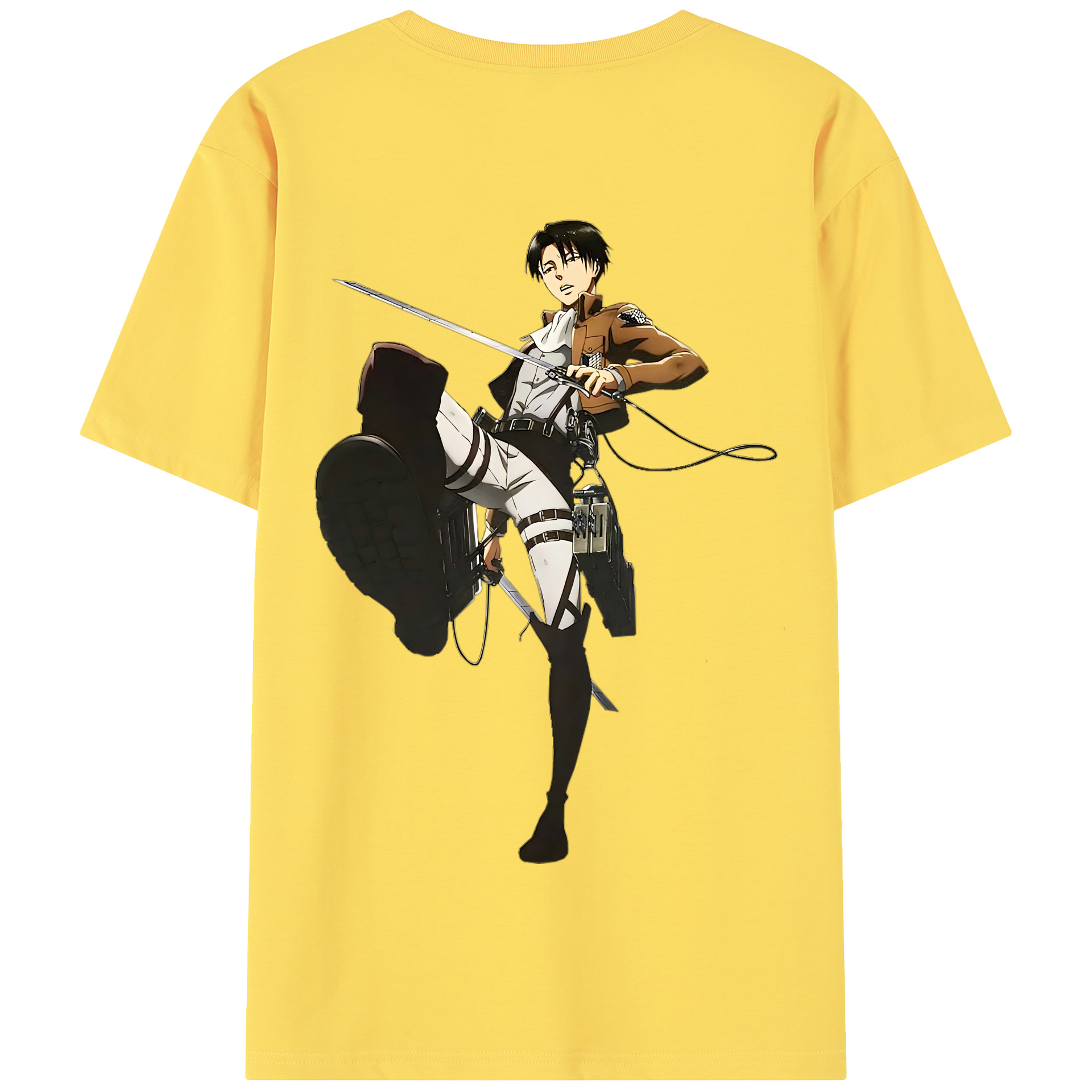 （画像用） 進撃の巨人 リヴァイ·アッカーマン Attack on Titan Levi Ackerman 綿100％半袖Tシャツ（背面プリント）