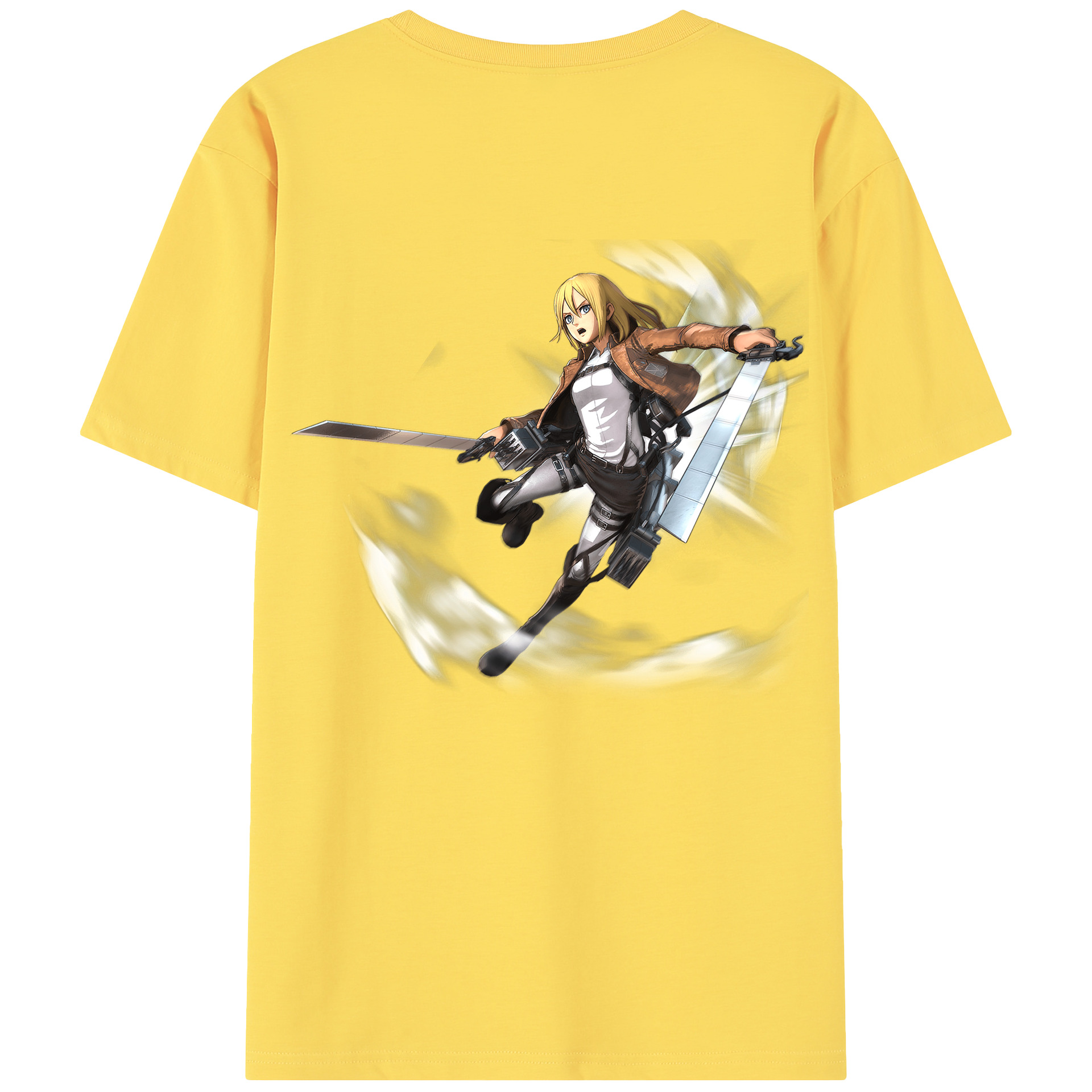 （画像用） 進撃の巨人 クリスタ·レンズ Attack on Titan Christa Lenz 綿100％半袖Tシャツ（背面プリント）