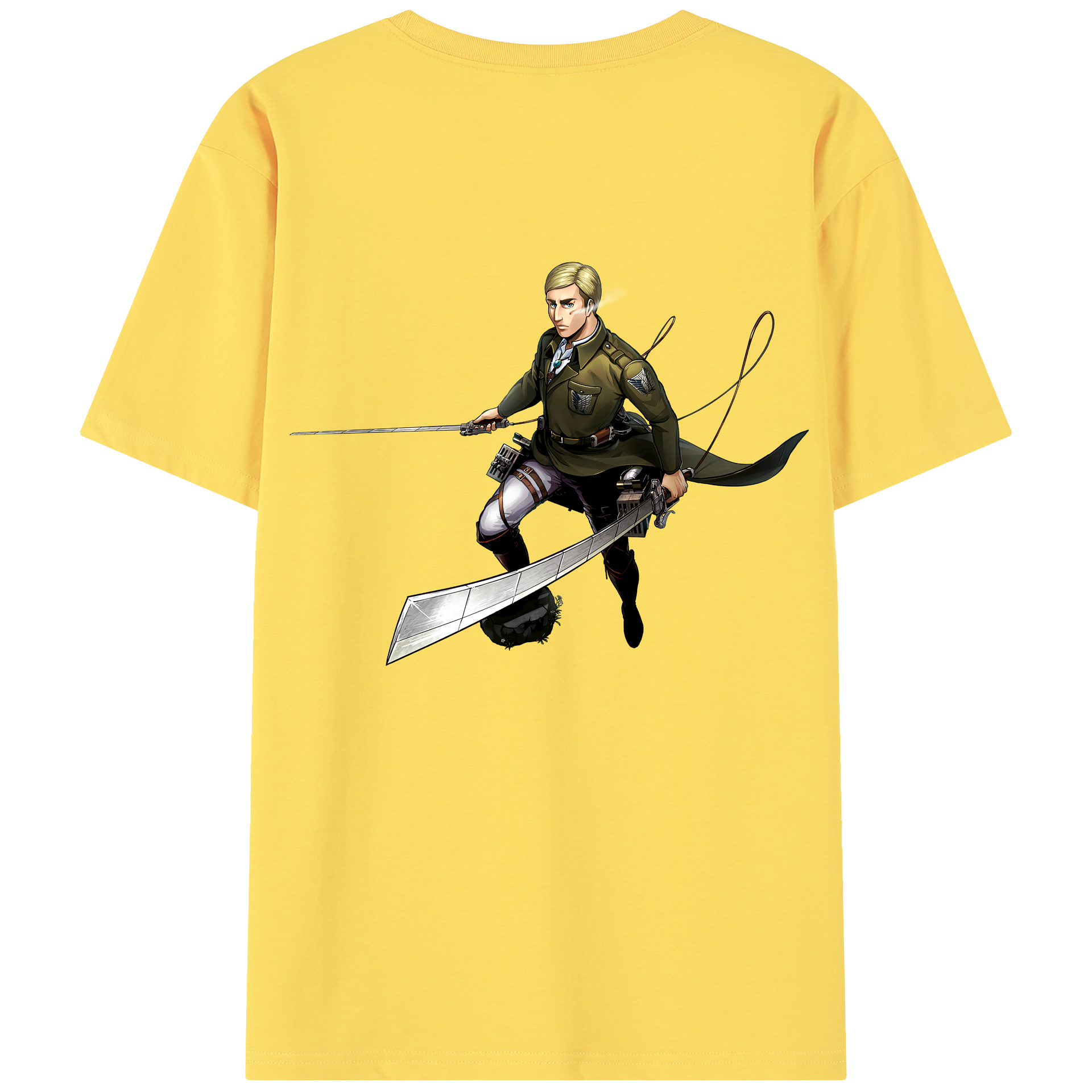 （画像用） 進撃の巨人 エルヴィン・スミス Attack on Titan Erwin Smith 綿100％半袖Tシャツ（背面プリント）