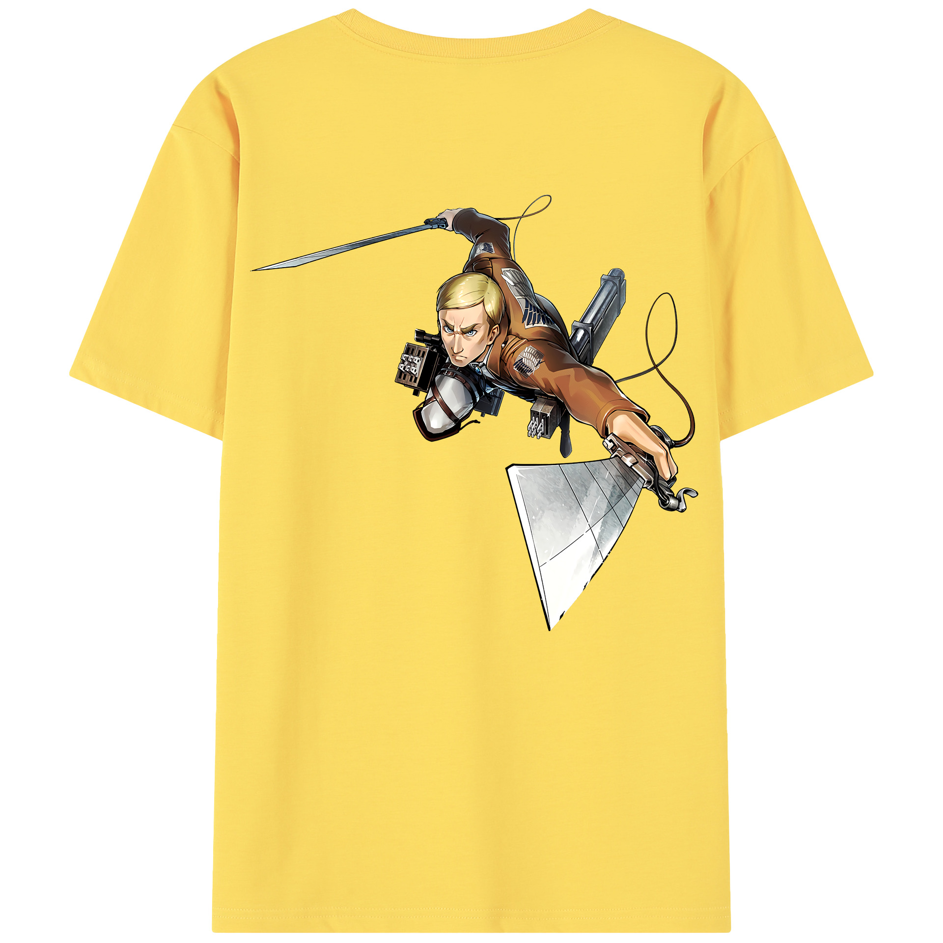 （画像用） 進撃の巨人 エルヴィン・スミス Attack on Titan Erwin Smith 綿100％半袖Tシャツ（背面プリント）