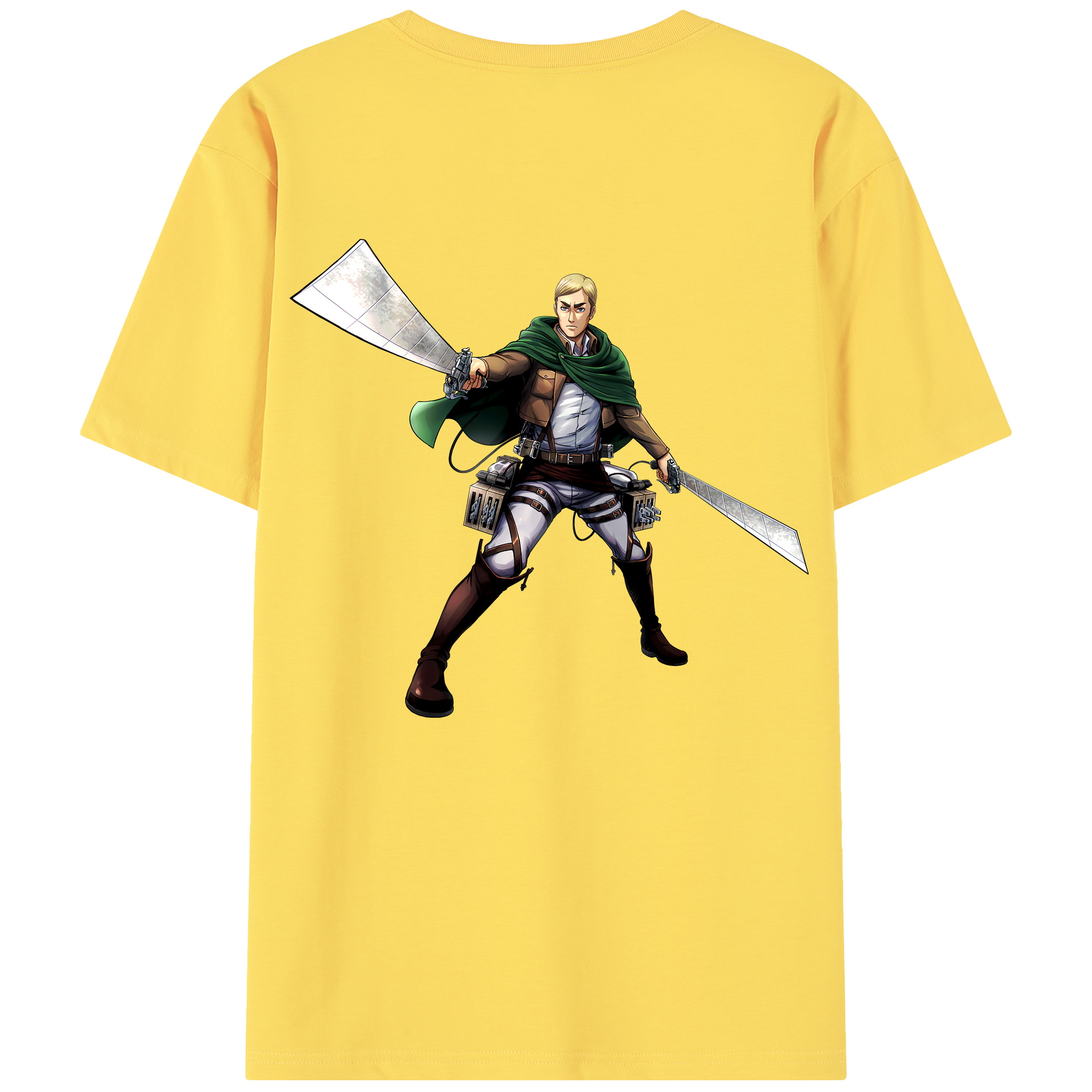 （画像用） 進撃の巨人 エルヴィン・スミス Attack on Titan Erwin Smith 綿100％半袖Tシャツ（背面プリント）
