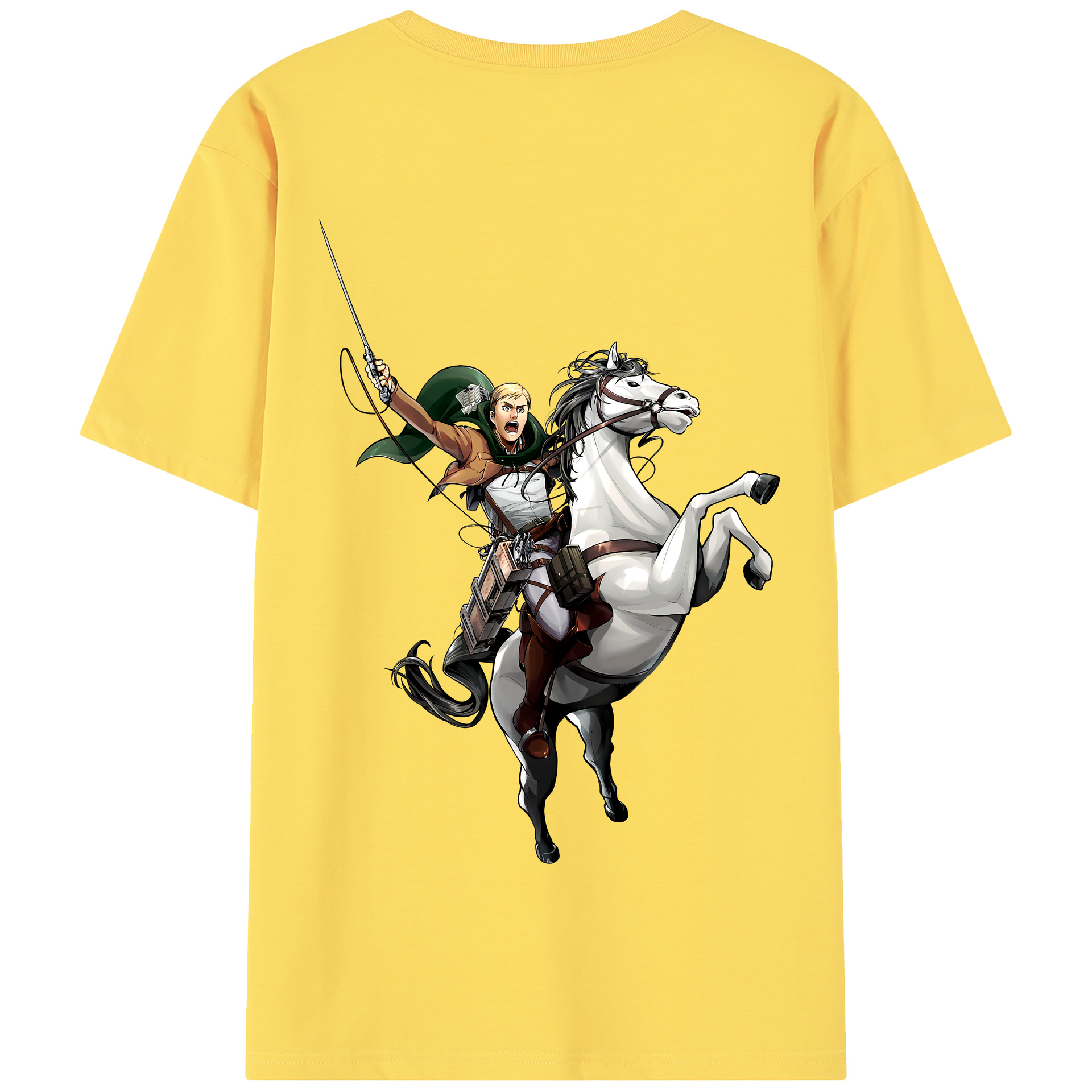 （画像用） 進撃の巨人 エルヴィン・スミス Attack on Titan Erwin Smith 綿100％半袖Tシャツ（背面プリント）