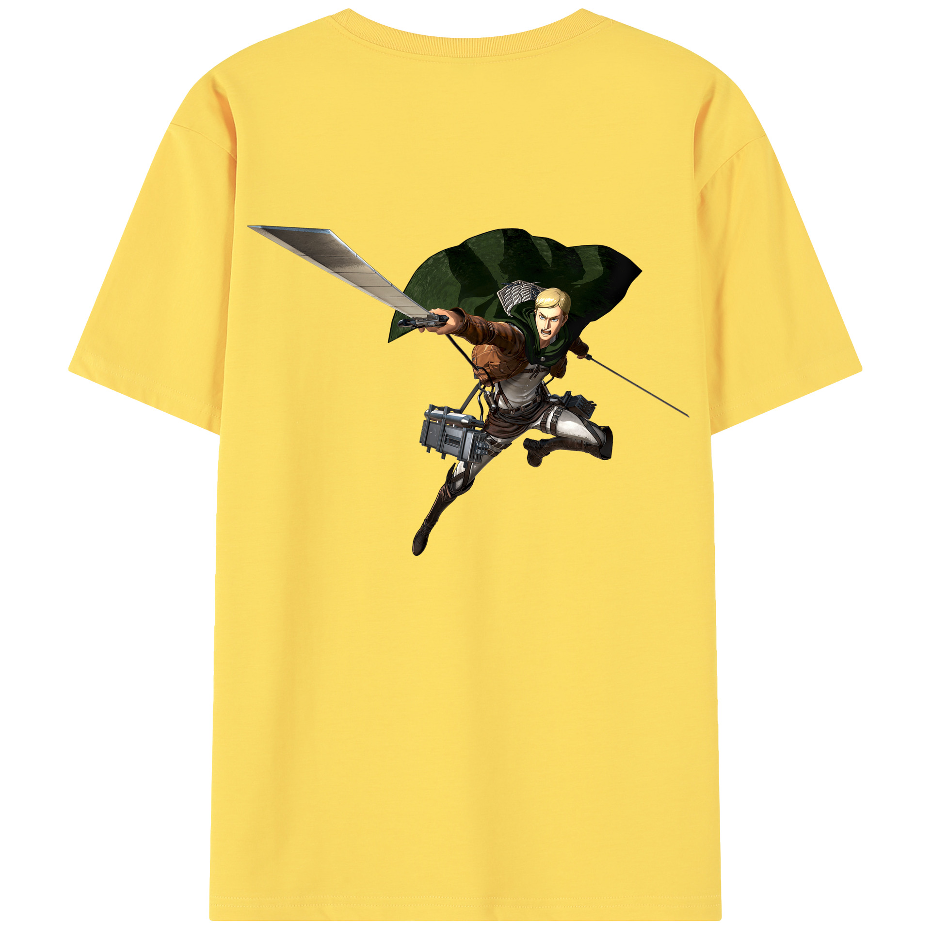 （画像用） 進撃の巨人 エルヴィン・スミス Attack on Titan Erwin Smith 綿100％半袖Tシャツ（背面プリント）
