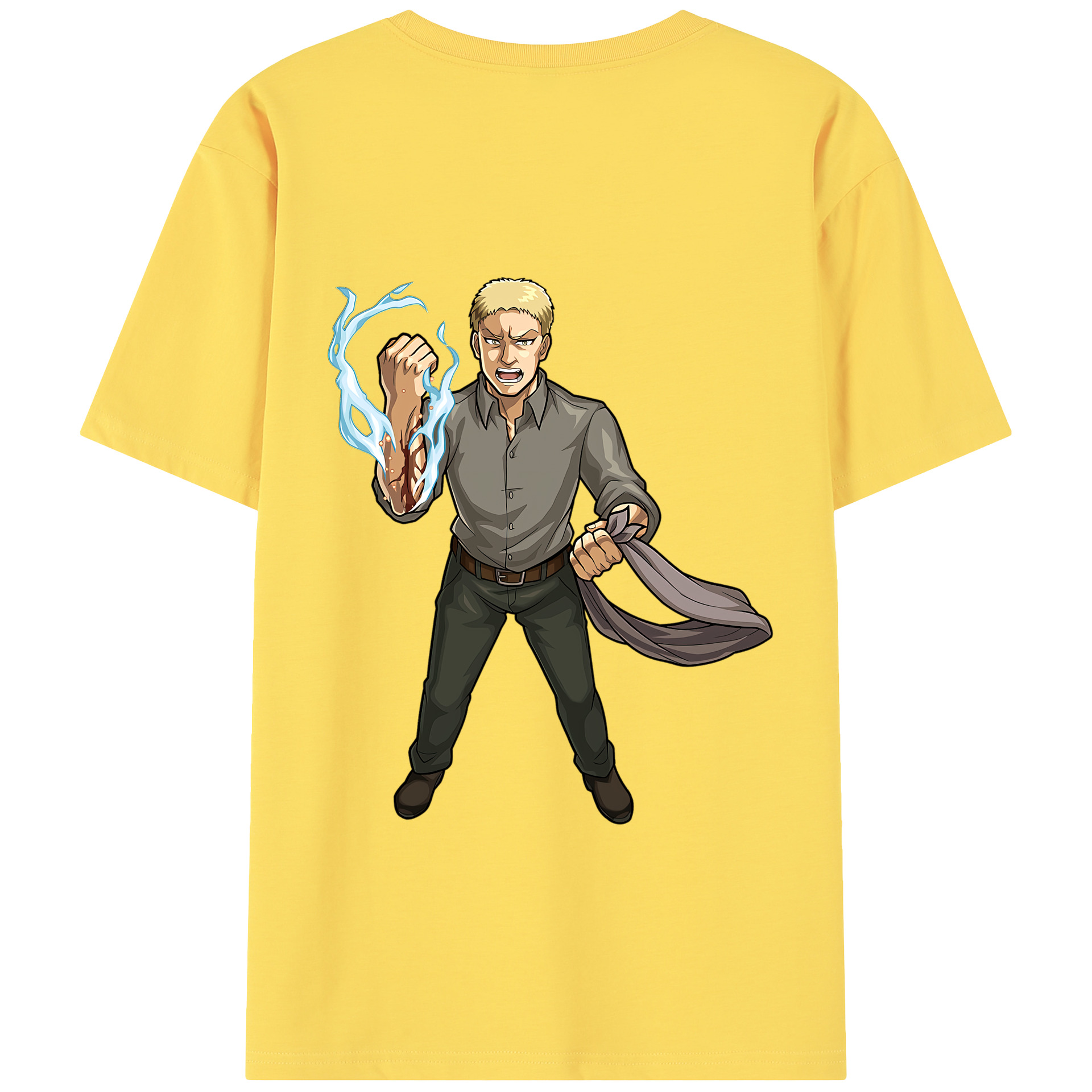 （画像用） 進撃の巨人 ライナー・ブラウン Attack on Titan Reiner Braun 綿100％半袖Tシャツ（背面プリント）