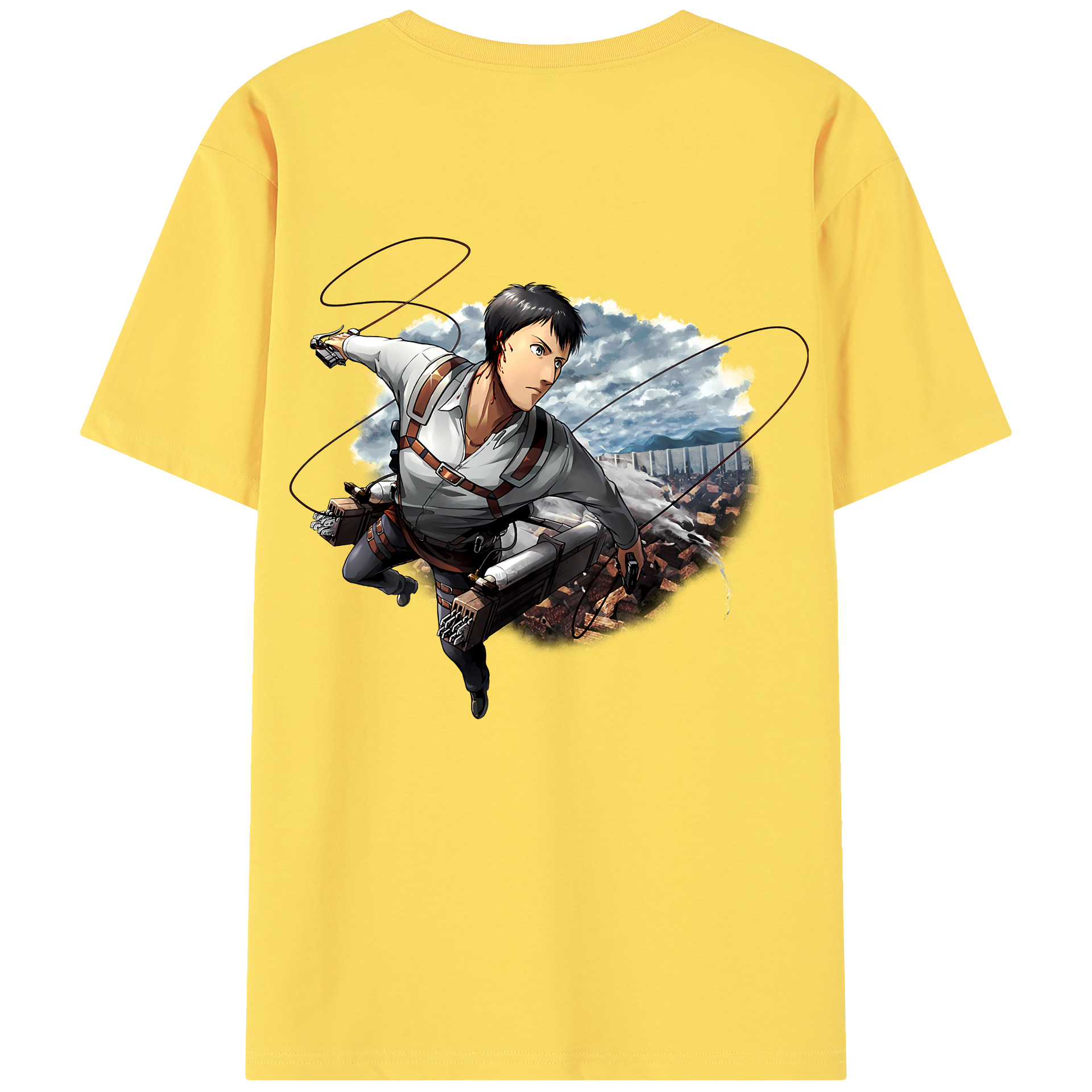 （画像用） 進撃の巨人 ベルトルト・フーバー Attack on Titan Bertholdt Hoover 綿100％半袖Tシャツ（背面プリント）