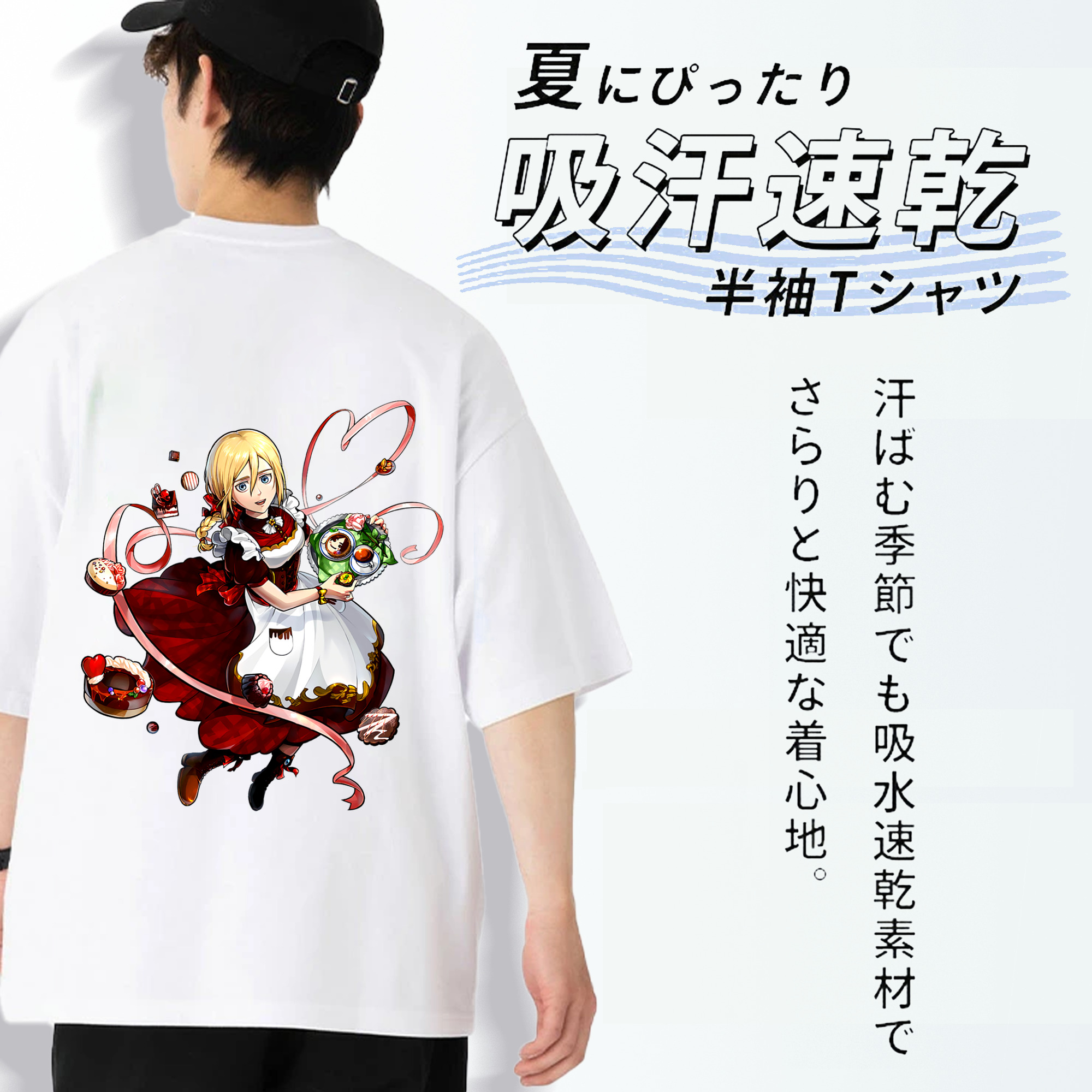 進撃の巨人 クリスタ·レンズ Attack on Titan Christa Lenz 綿100％半袖Tシャツ（背面プリント）