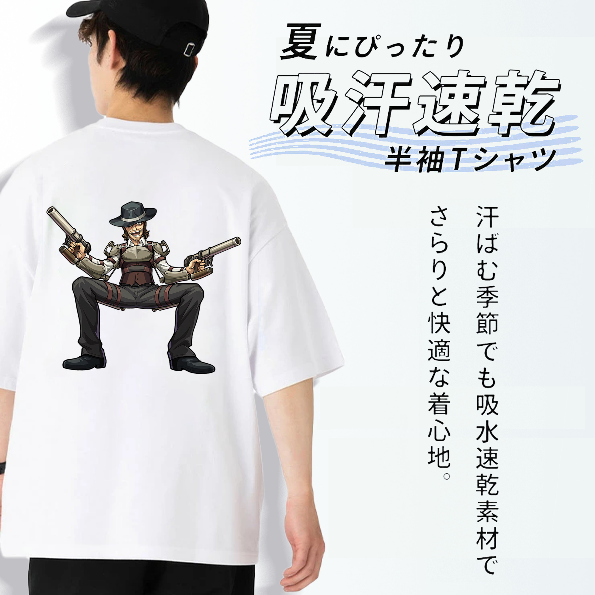 進撃の巨人 ケニー·アッカーマン Attack on Titan Kenny Ackerman 綿100％半袖Tシャツ（背面プリント）