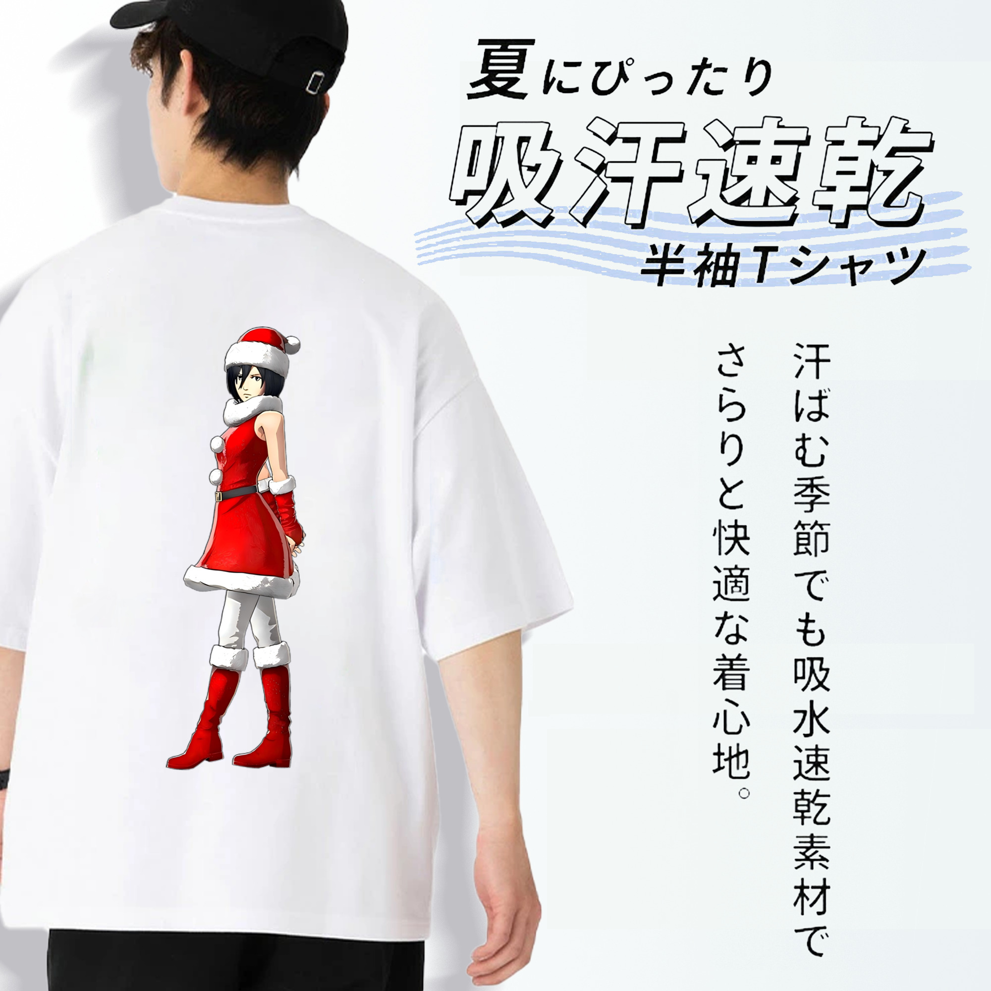 進撃の巨人 ミカサ·アッカーマン Attack on Titan Mikasa Ackerman 綿100％半袖Tシャツ（背面プリント）
