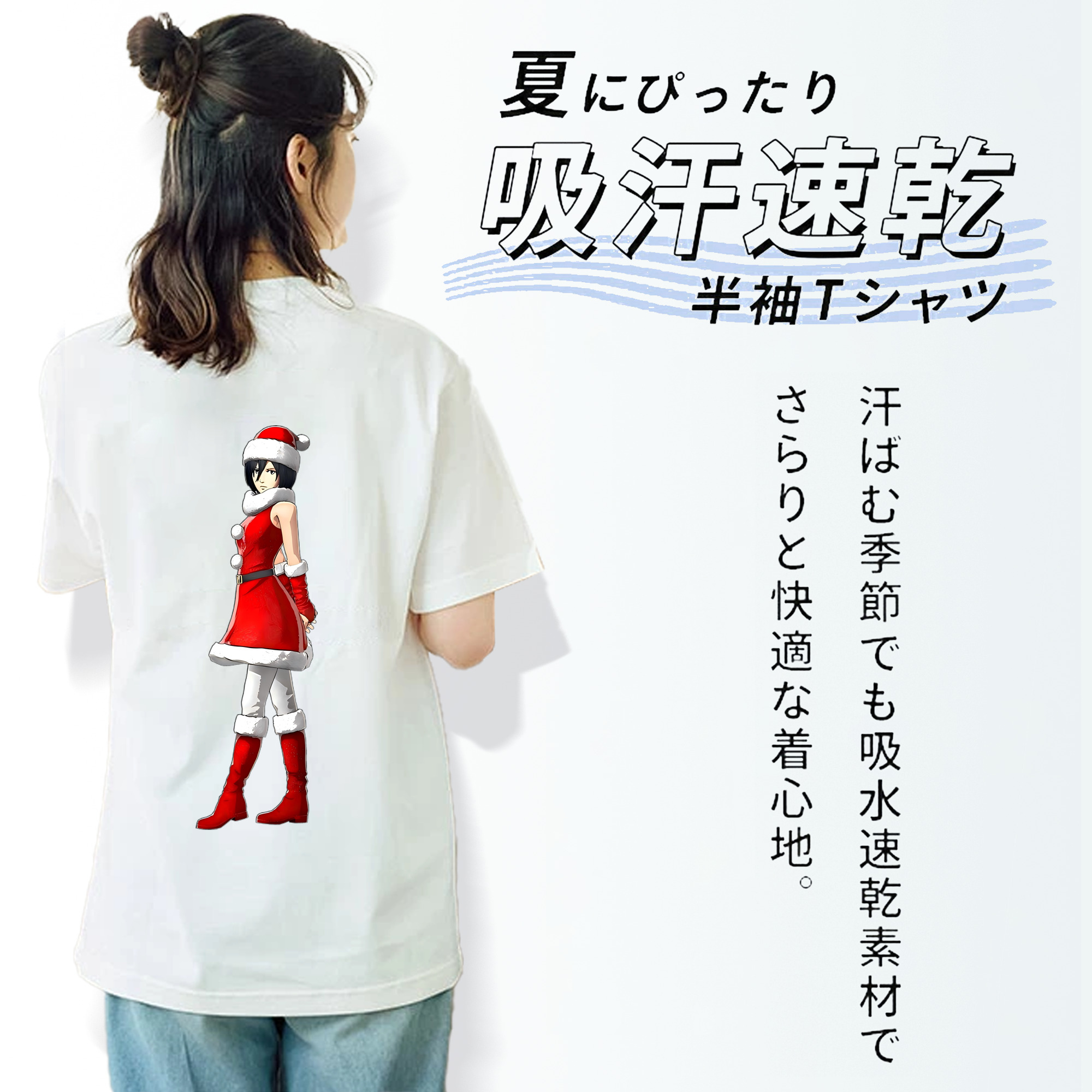 進撃の巨人 ミカサ·アッカーマン Attack on Titan Mikasa Ackerman 綿100％半袖Tシャツ（背面プリント）