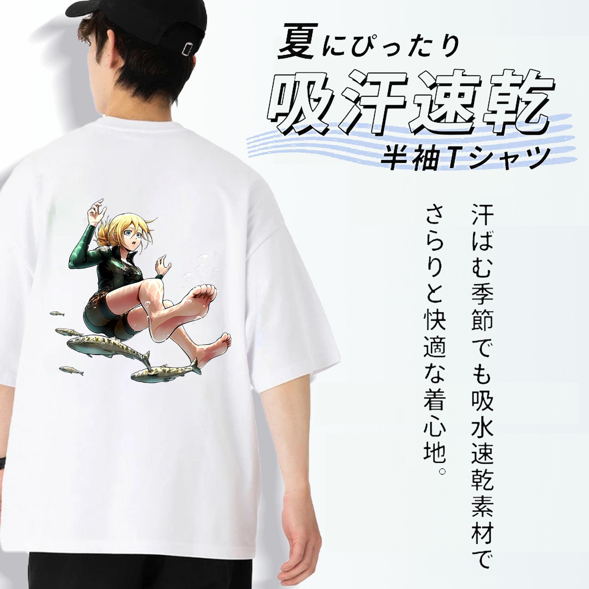 進撃の巨人 クリスタ·レンズ Attack on Titan Christa Lenz 綿100％半袖Tシャツ（背面プリント）